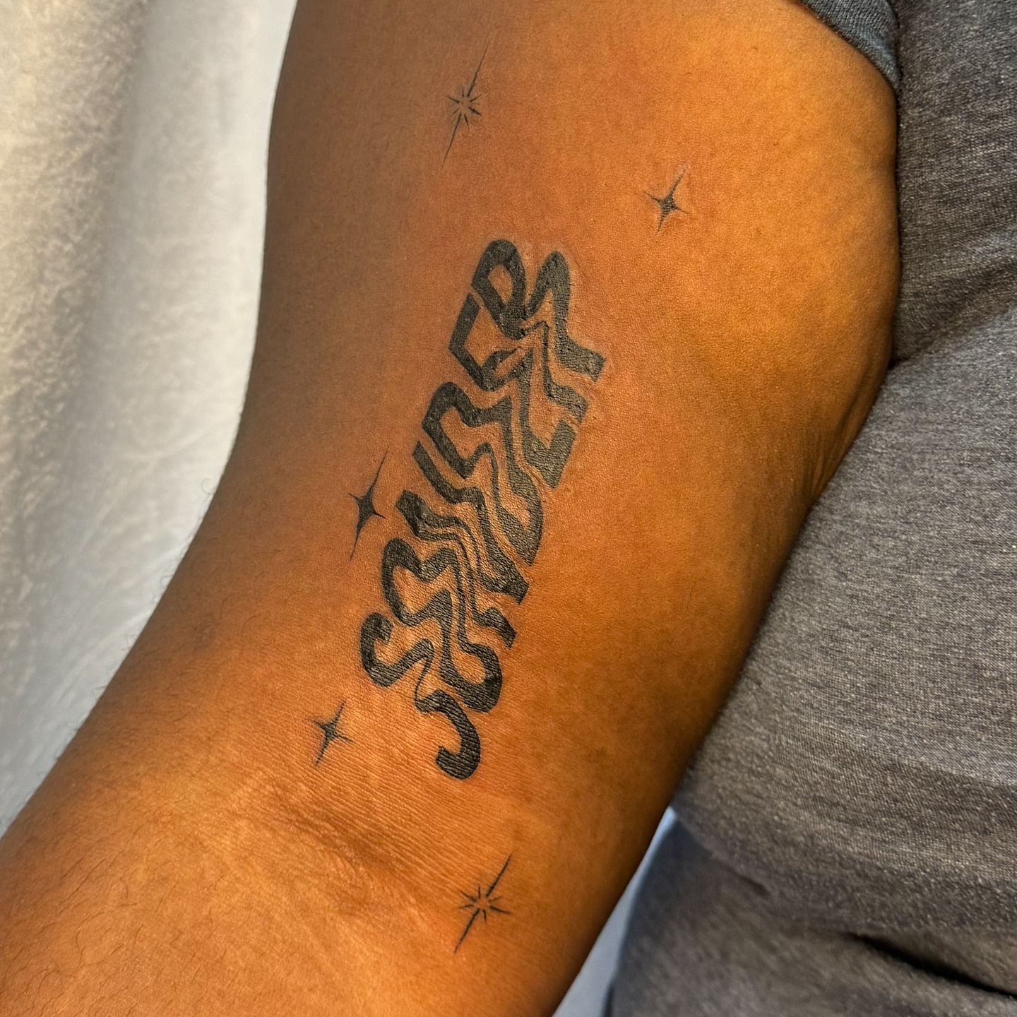 Script lettering lettering script tattoo on the forearm by RyAnn Lynn
