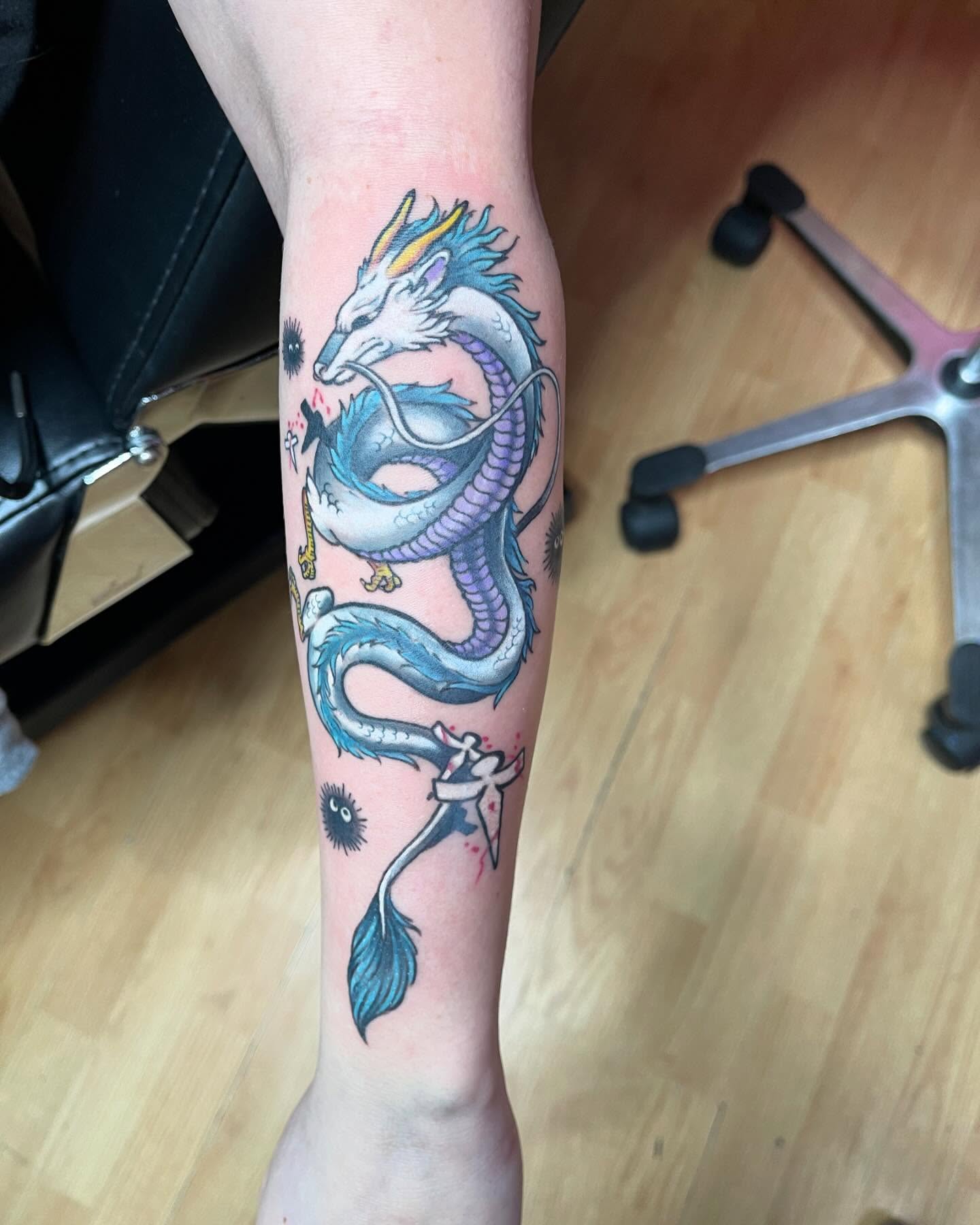 Dragon dotwork tattoo on the forearm by Yayo, New Britain, Connecticut