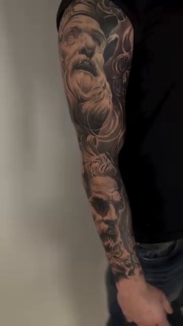 Man's head and skull realism tattoo by Andrew Wine🍷Tattoo