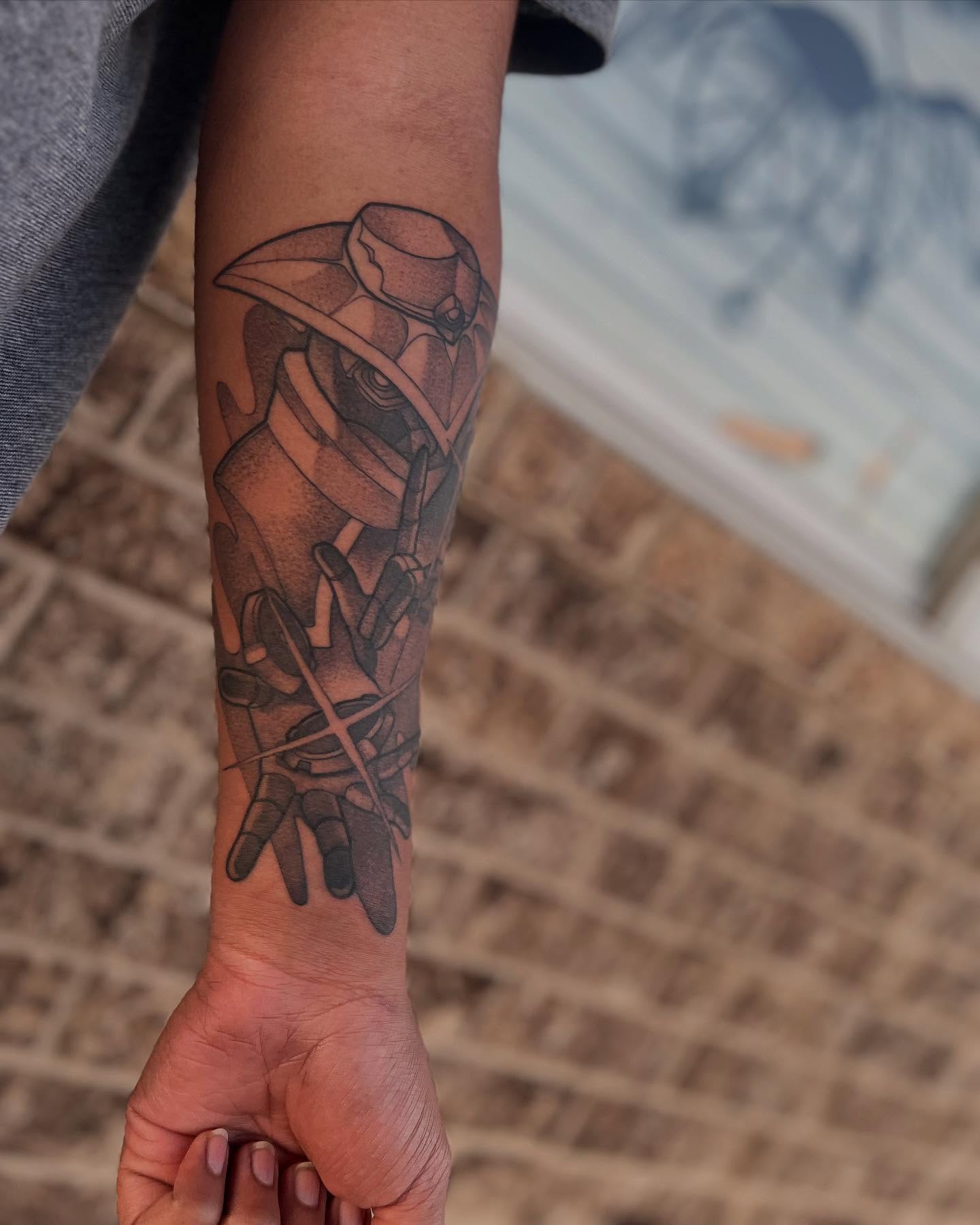Mecha geometric tattoo on the forearm by ty ☆ nbtx tattoo artist