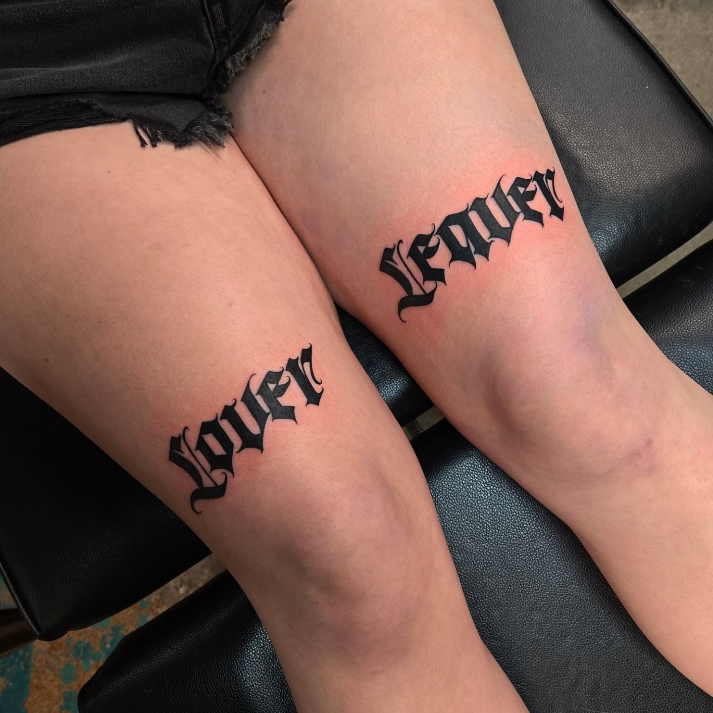 Script lettering lettering script tattoo on the forearm by DiazTattoos, Denver, Colorado