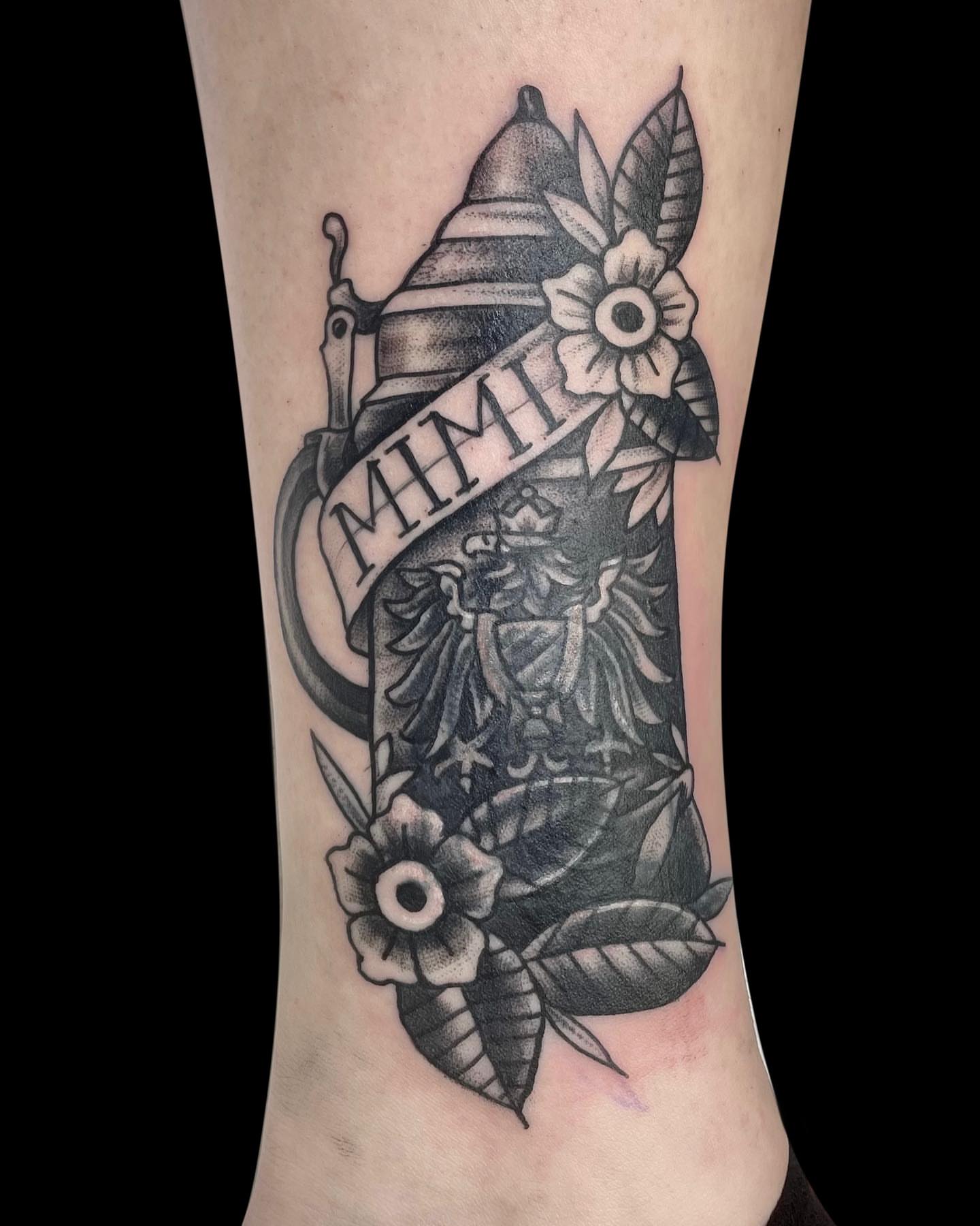 Tattoo by @ratqueentattoo — american_traditional, black_and_grey