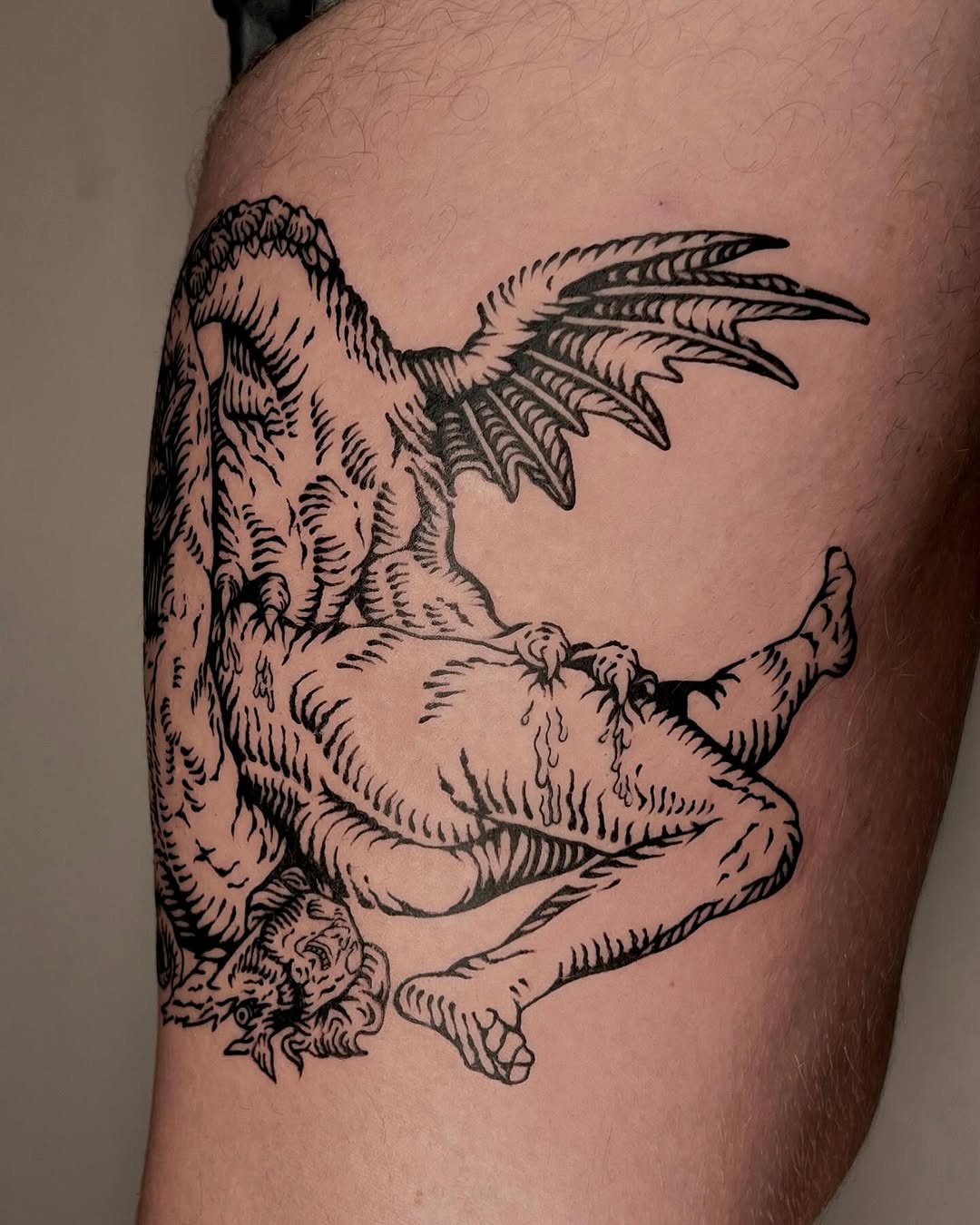 Tattoo by @wonny_wood — illustrative, blackwork