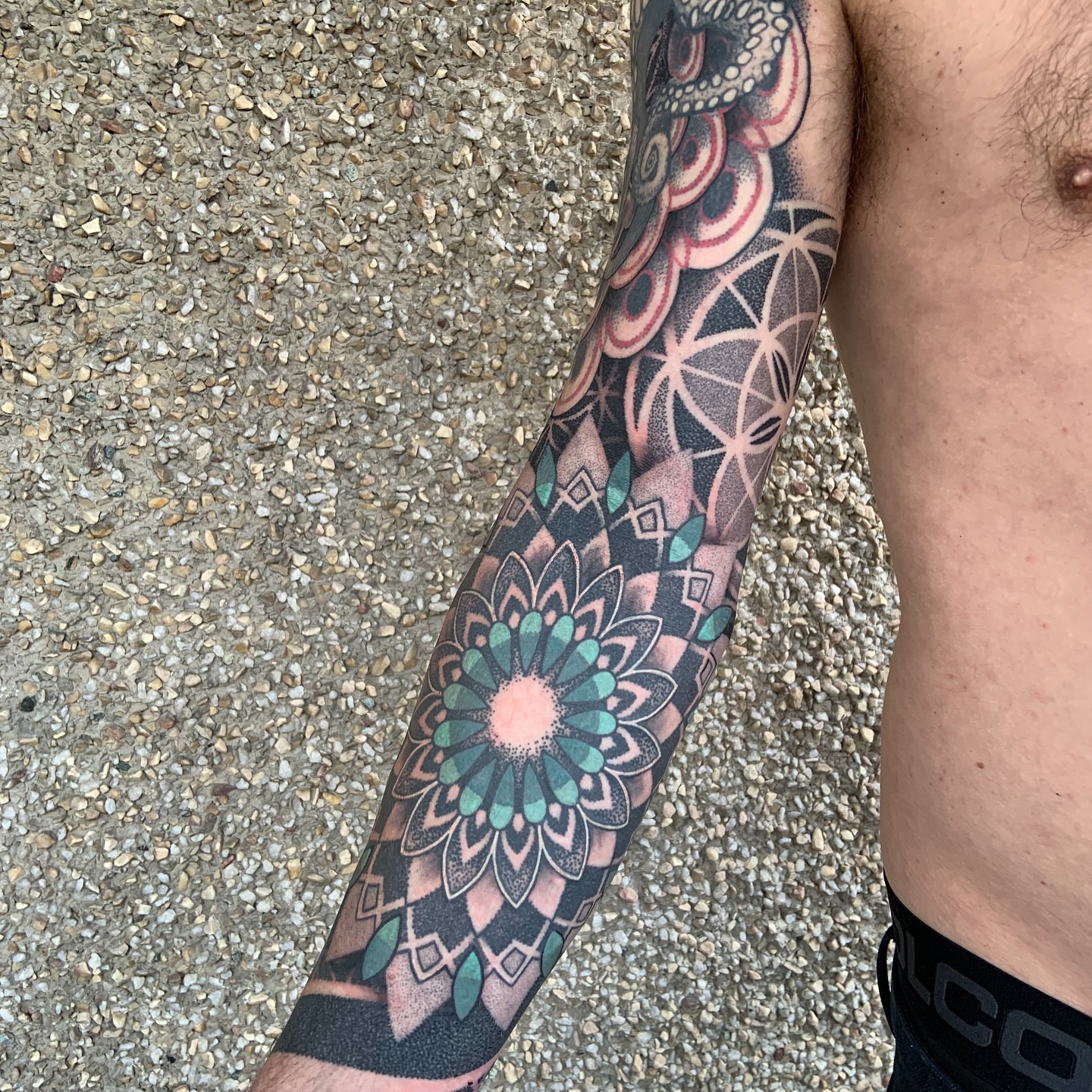 Tattoo by @bombaypainco — dotwork, geometric