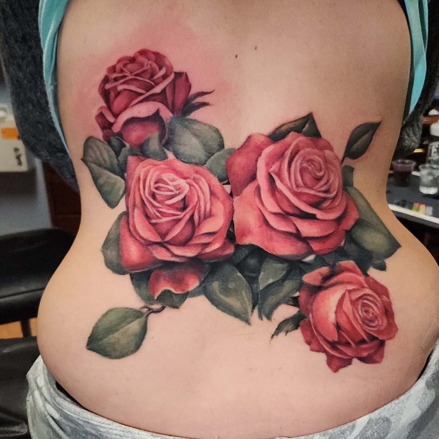 Roses realism tattoo on the back by Don Taylor