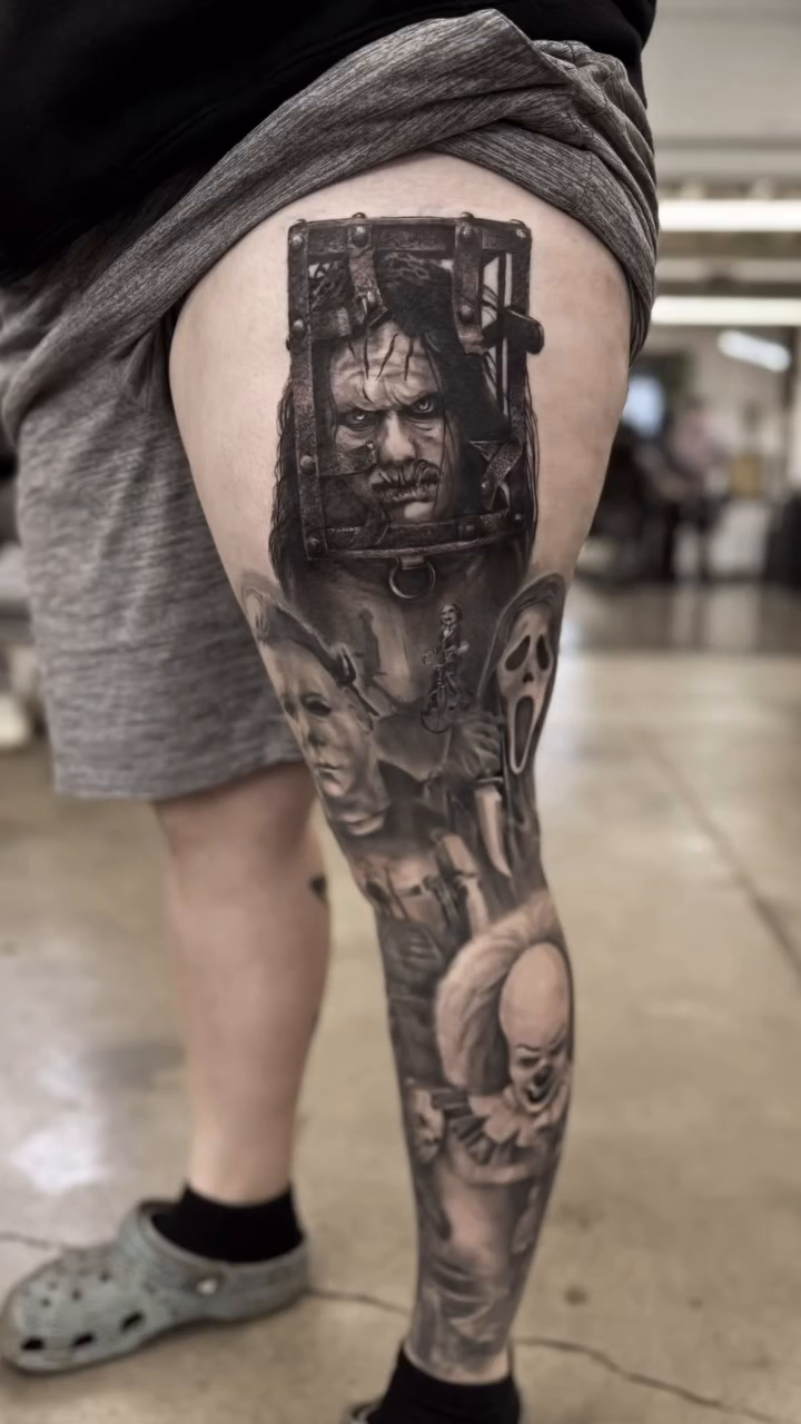 Man in cage dark realism tattoo by Nance⚡