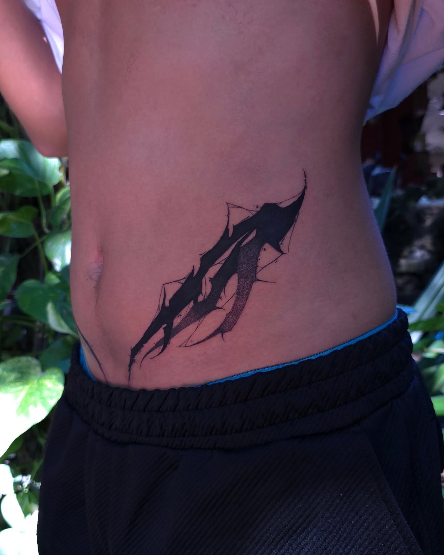 Abstract geometric shape geometric tattoo on the ribs by Ceso732