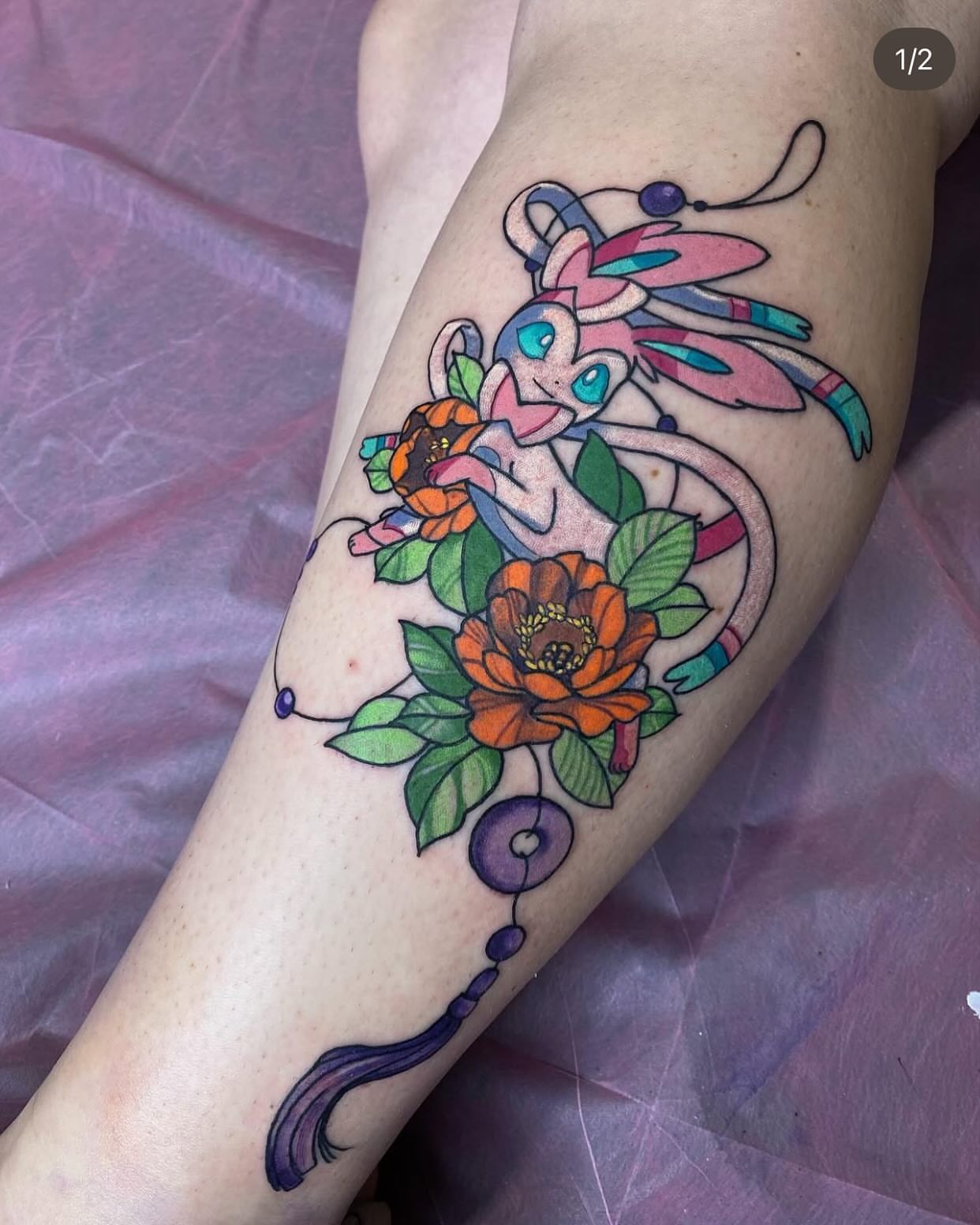 Floral creature new school tattoo on the forearm by @kaitlin.tattoos, Richmond, Virginia
