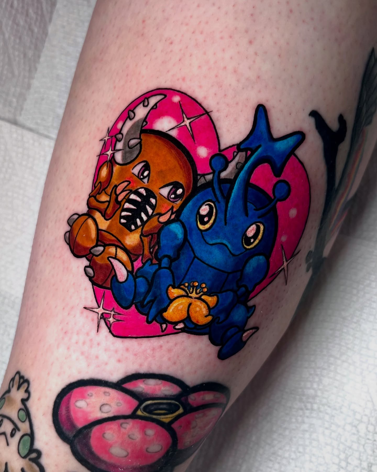 Tattoo by @beccalynntattoo — dotwork, anime