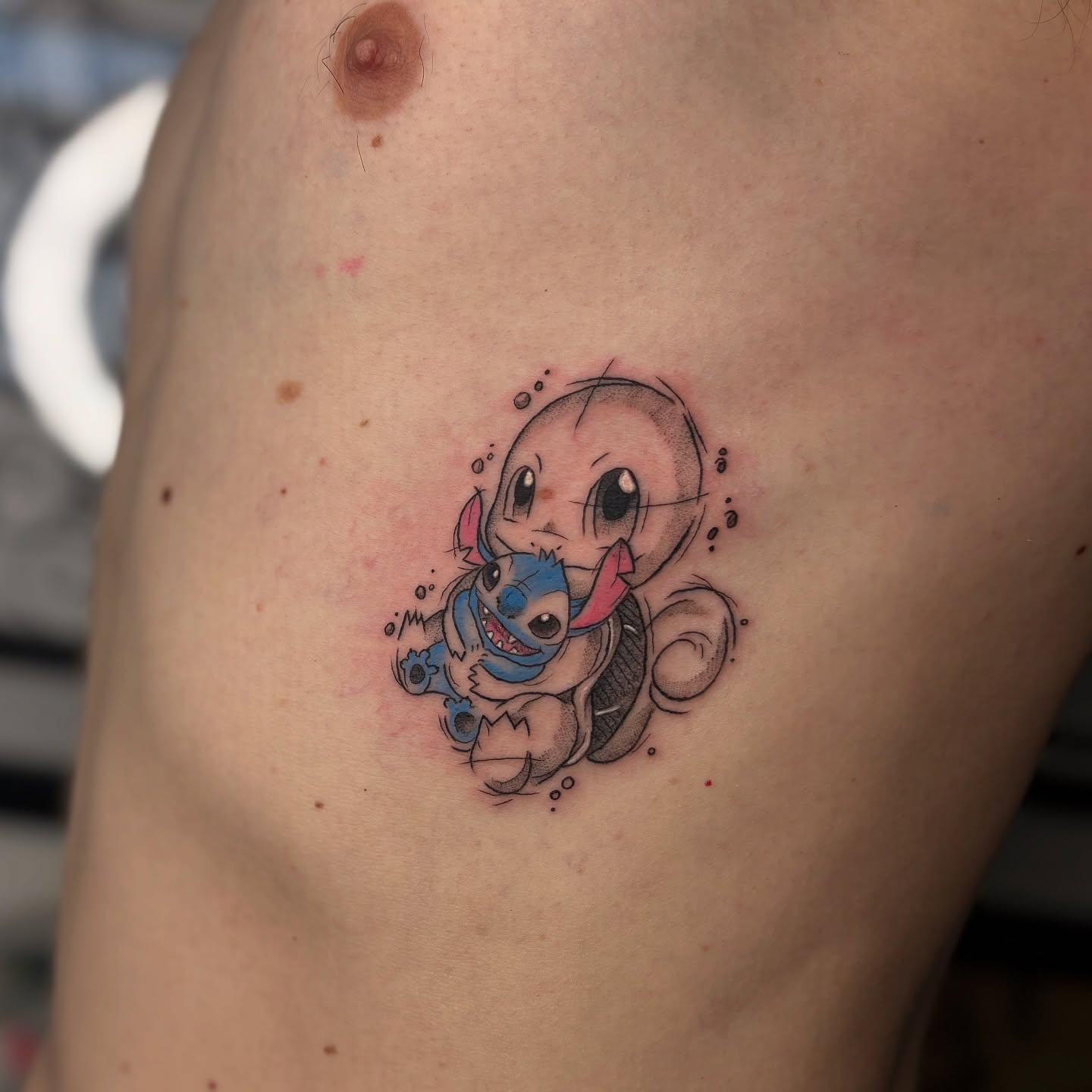 Tattoo by @mitchelkelftattoo — dotwork, anime