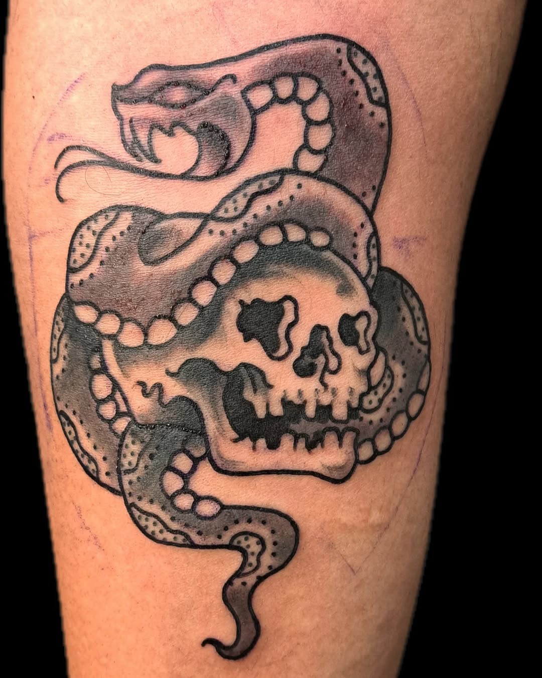 Tattoo by @snakemincey — american_traditional, black_and_grey