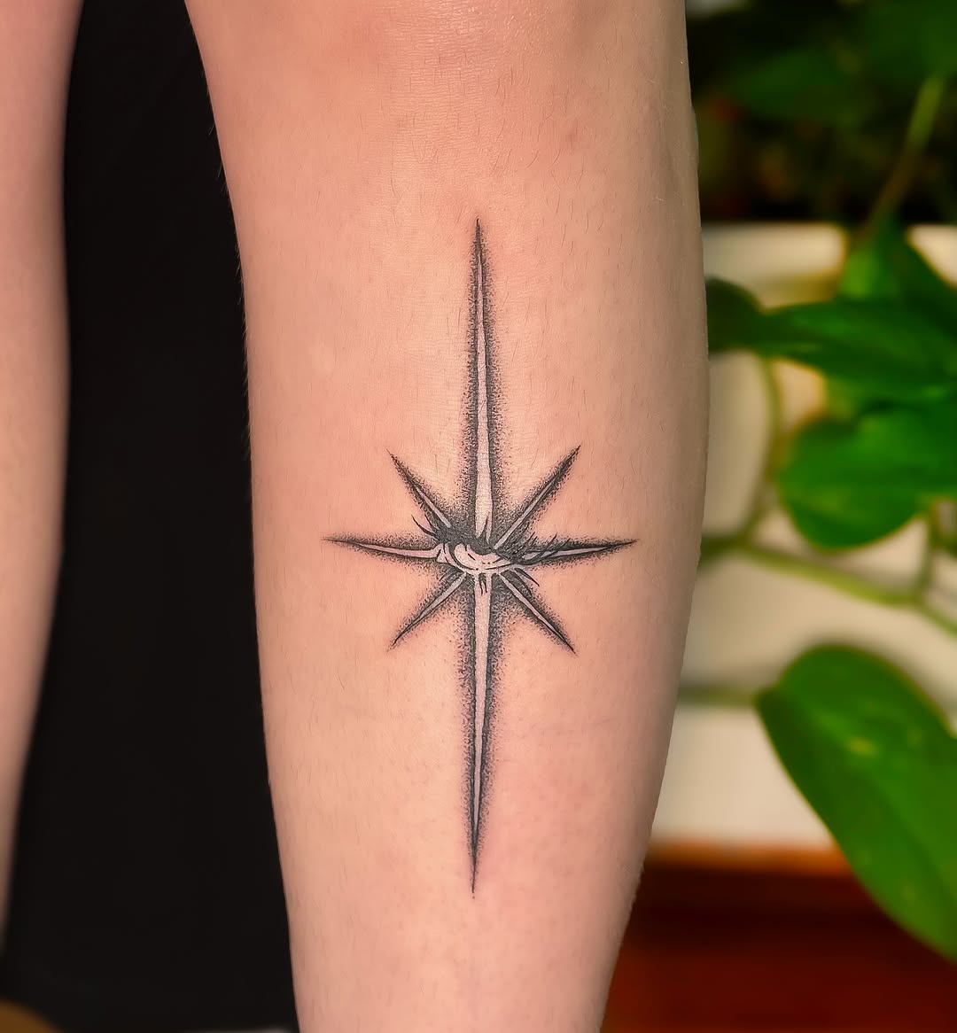 Compass rose sketch tattoo on the forearm by ༺♡༻ Melia’s Dolls ༺♡༻