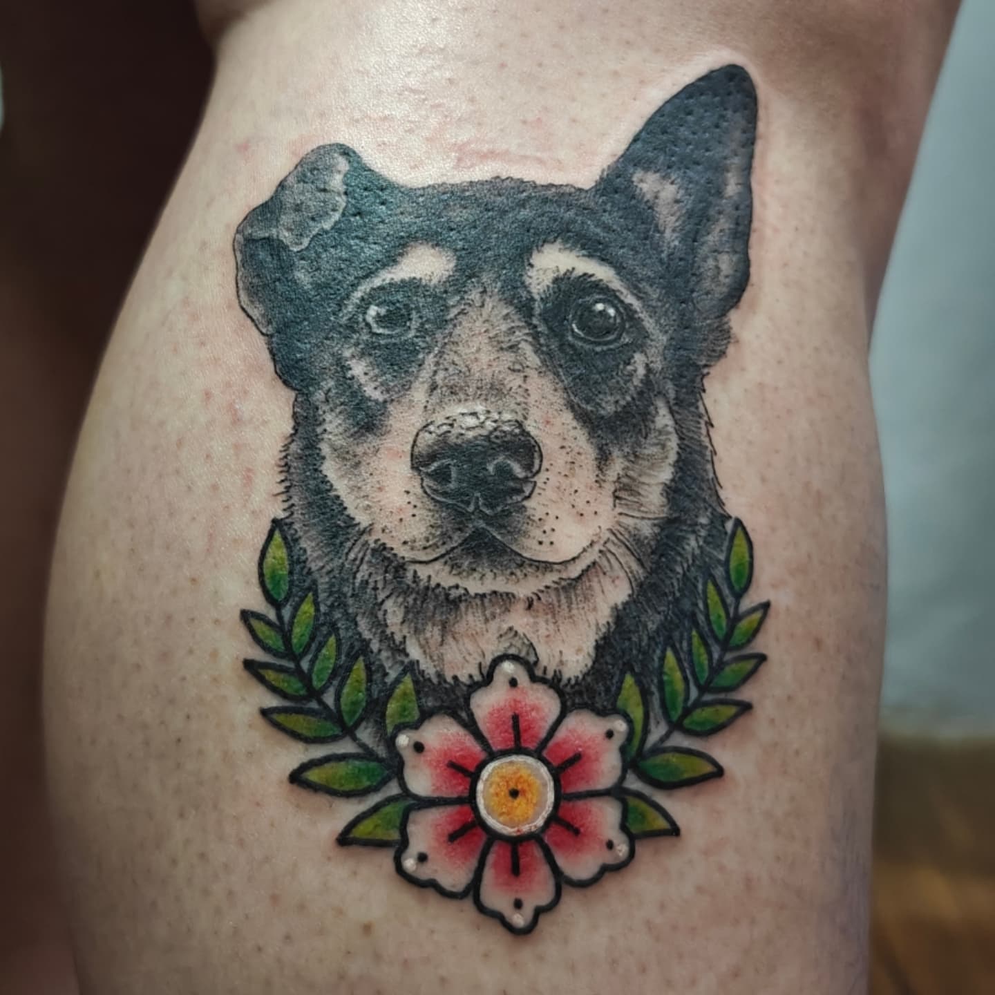 Tattoo by @artoftheblackwolf — realism, dotwork