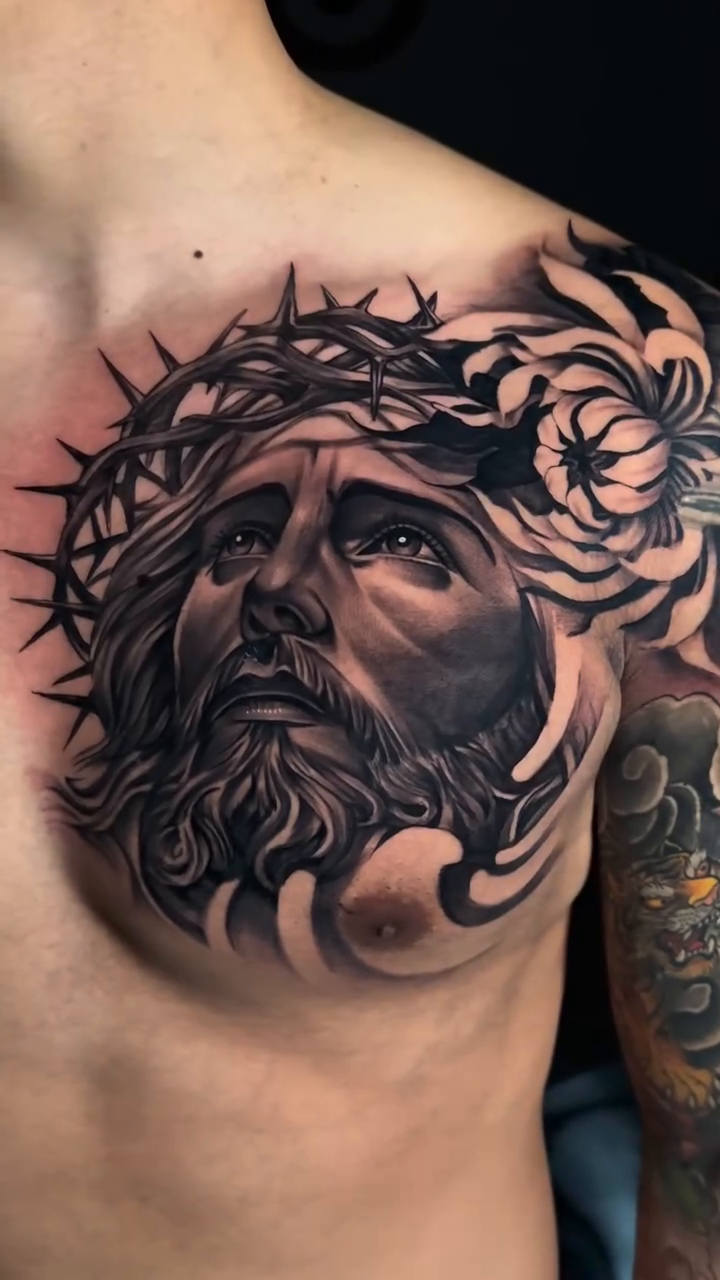 Jesus Christ realism tattoo by Brayan Molina