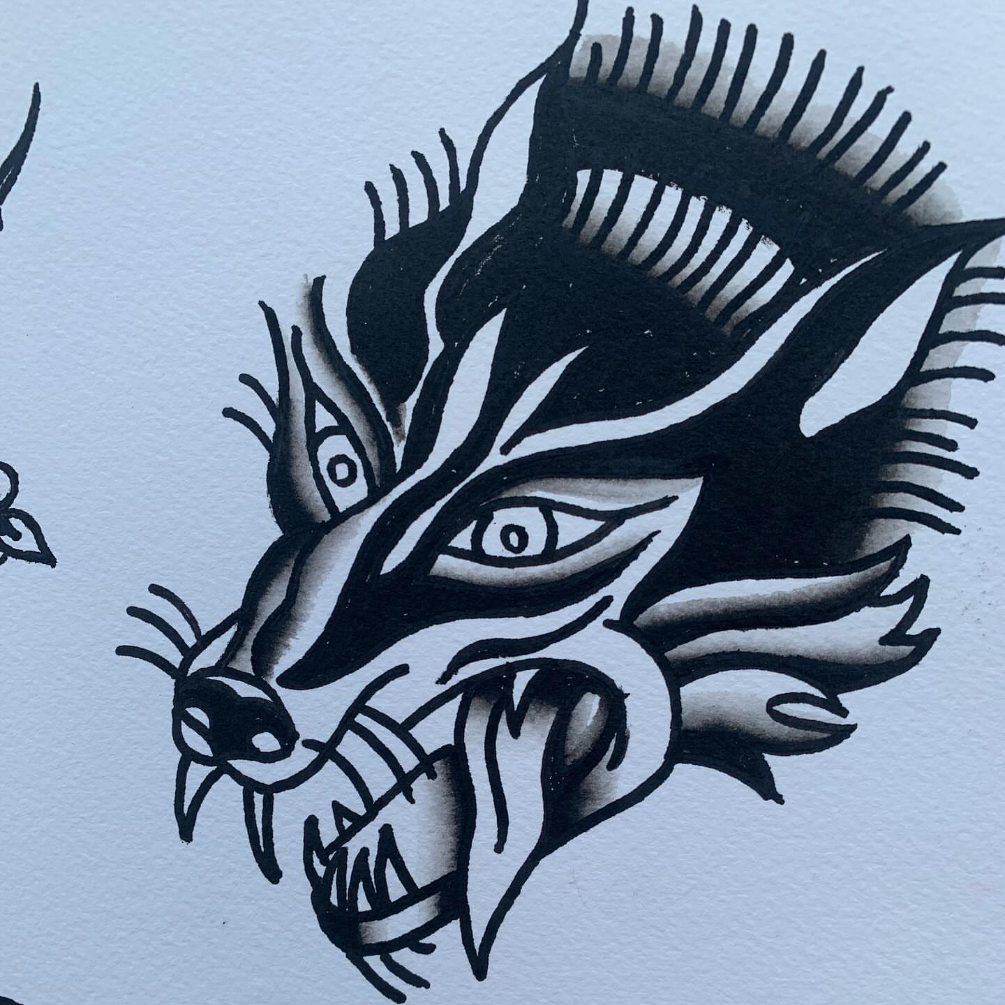 Wolf black and grey tattoo by ellie