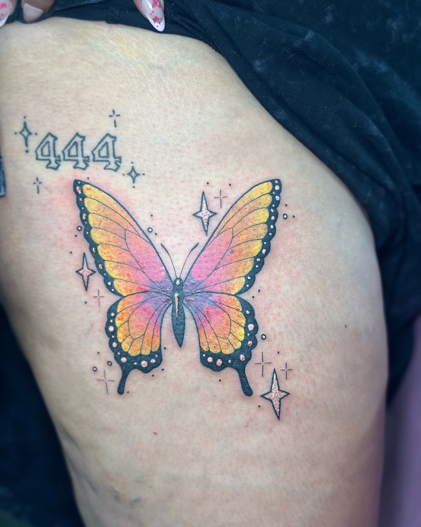 Tattoo by @skaikattcxart — dotwork, watercolor