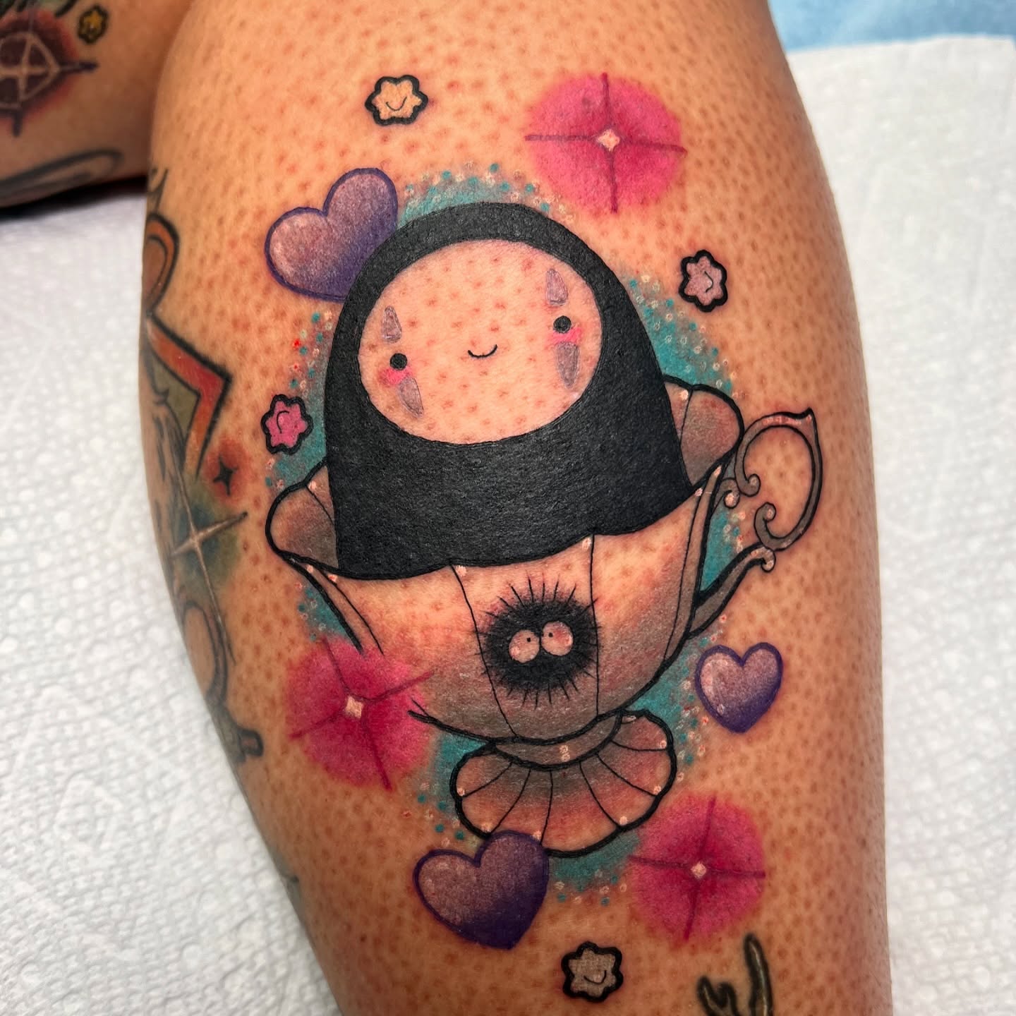 Tattoo by @probablymakayla — dotwork, watercolor