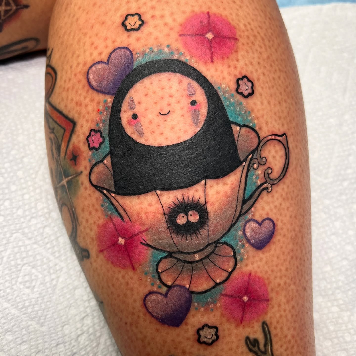 Tattoo by @probablymakayla — dotwork, watercolor