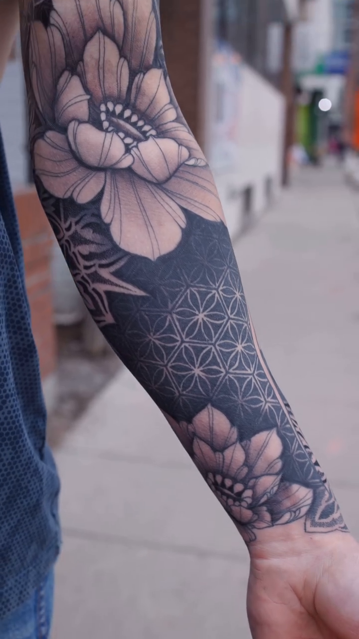 Tattoo by @fleur.tattoos — geometric, dotwork