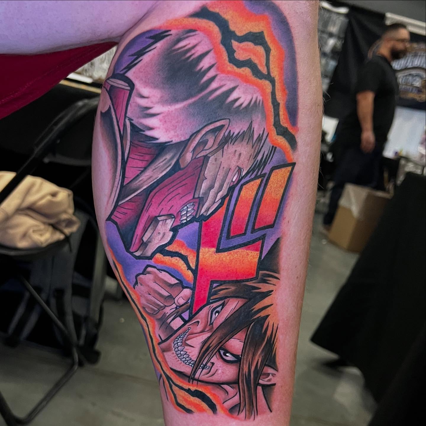 Anime characters anime tattoo on the forearm by Bryon McVaney