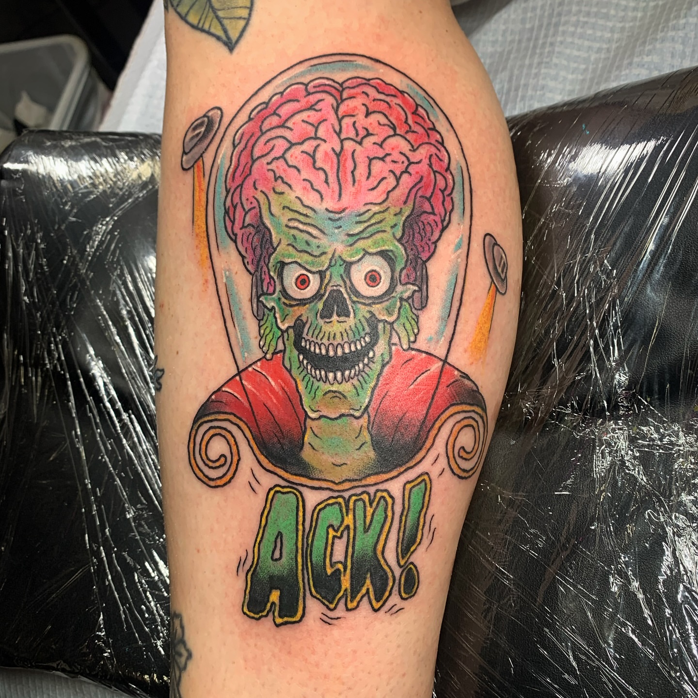 Zombie brain new school tattoo on the forearm by ✞ Keath Supsic ✞