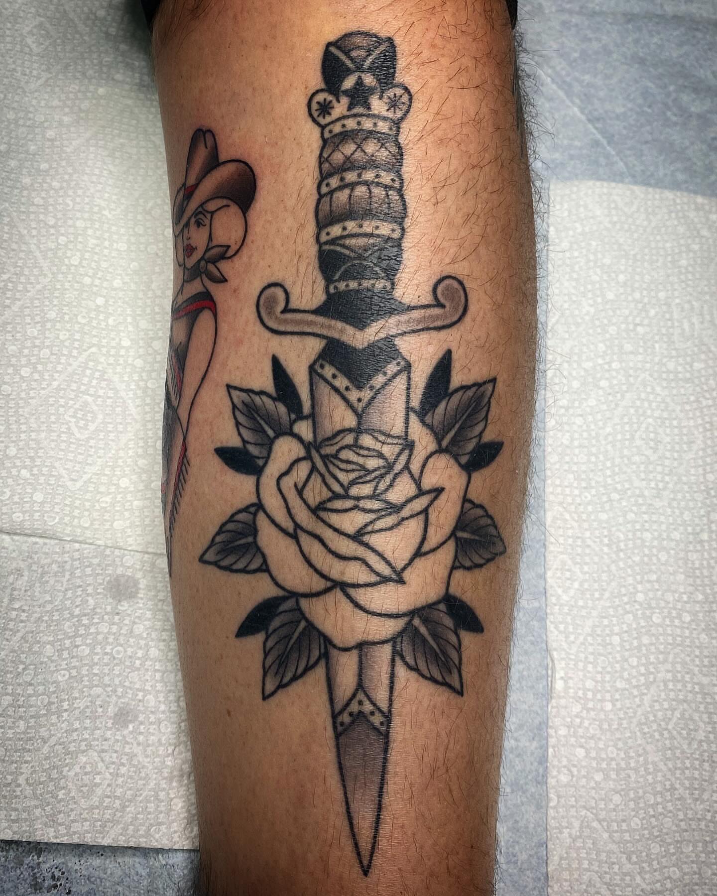 Tattoo by @babstattoos — american_traditional, black_and_grey