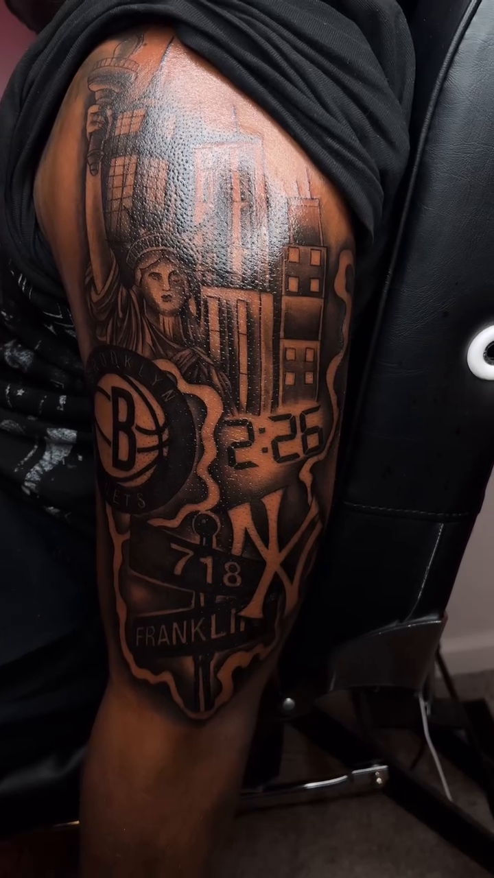 Skyline and logo realism tattoo by Mr. 3 for $100 ✍🏽, Atlanta, Georgia