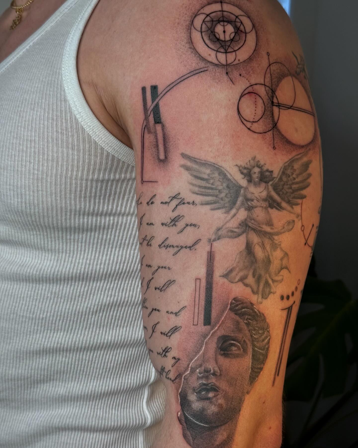 Angelic figure with wings realism tattoo on the forearm by thuy (twee) <3, San Jose, California