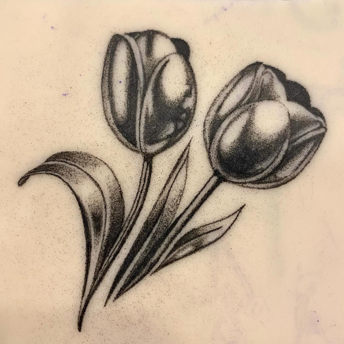 Tulips dotwork tattoo by @tattotos