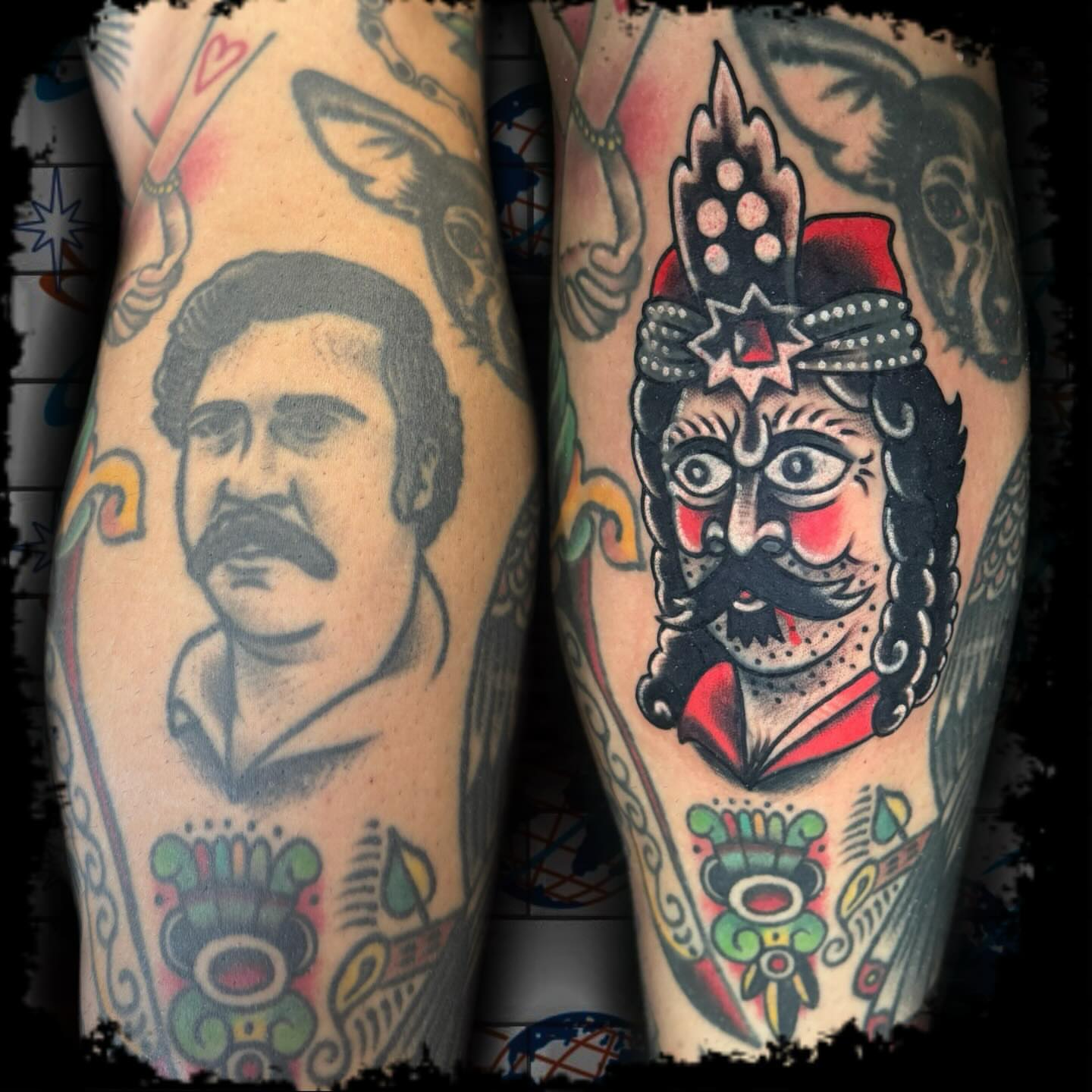 Portrait American traditional tattoo on the forearm by Antonio DeCaro