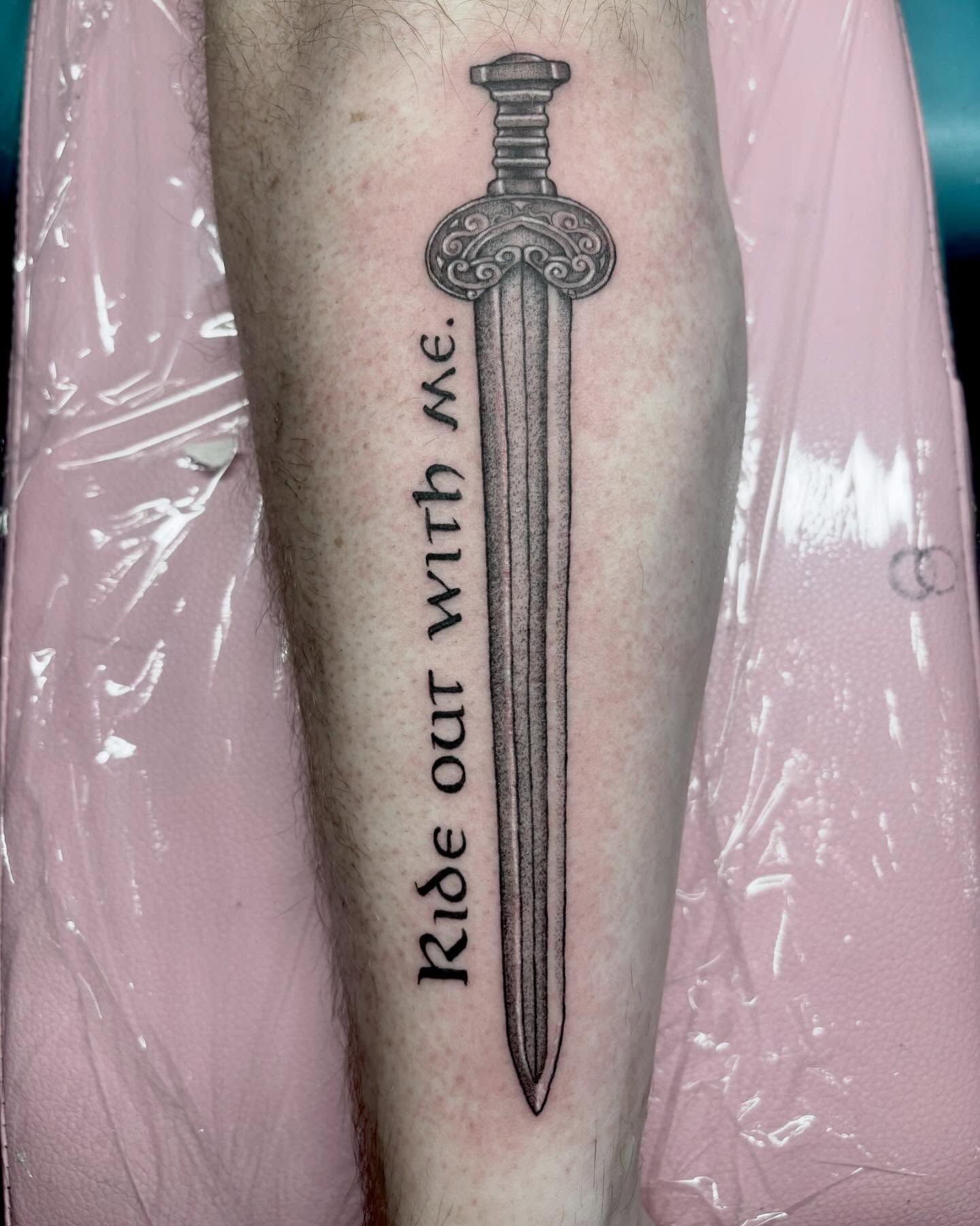 Tattoo by @zoedtattoos โ lettering_script, black_and_grey