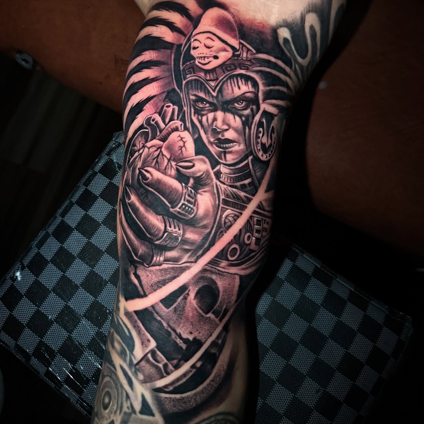 Cyborg woman realism tattoo on the forearm by “Gonzo