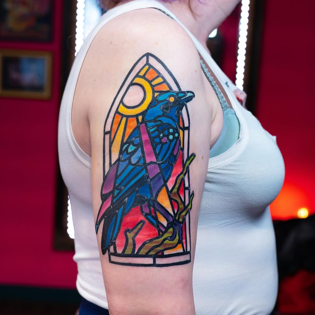 Tattoo by @siennacoppa_ink — stained_glass, blackwork