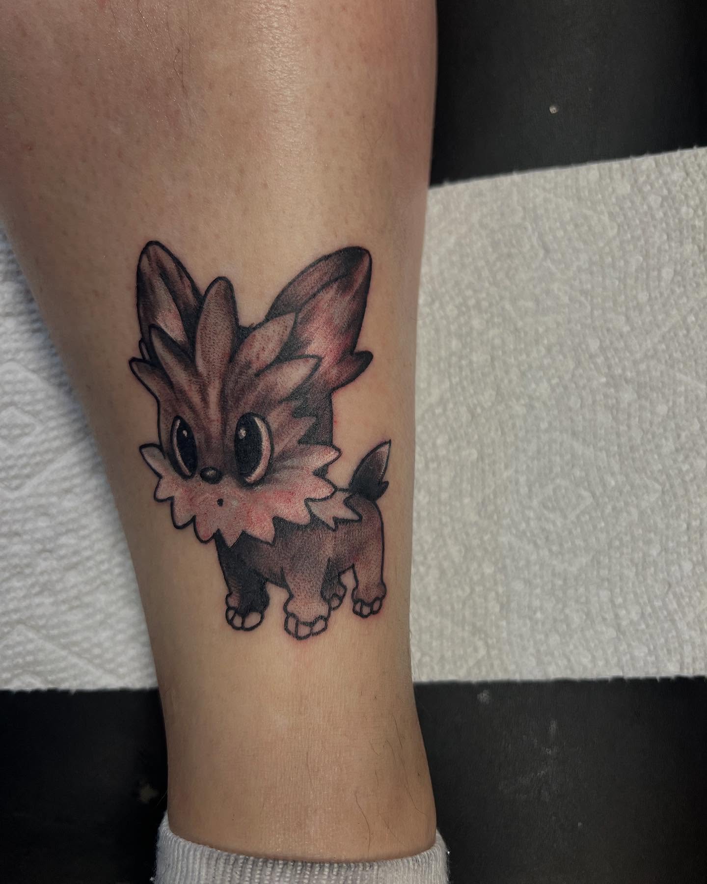 Vulpix dotwork tattoo on the forearm by Katie Sayre