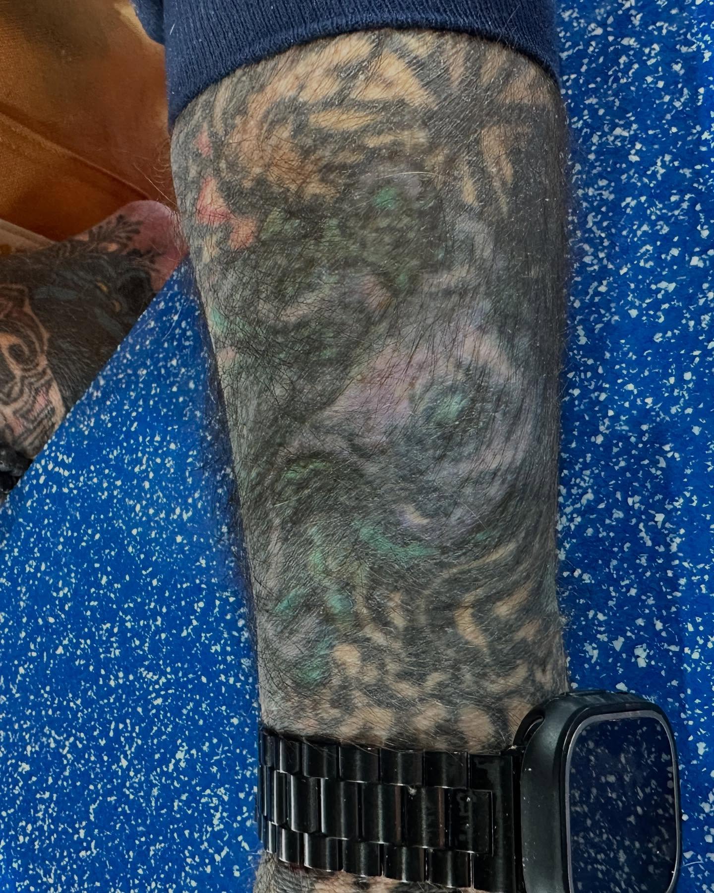 Abstract design dotwork tattoo on the forearm by Abigail Townsend