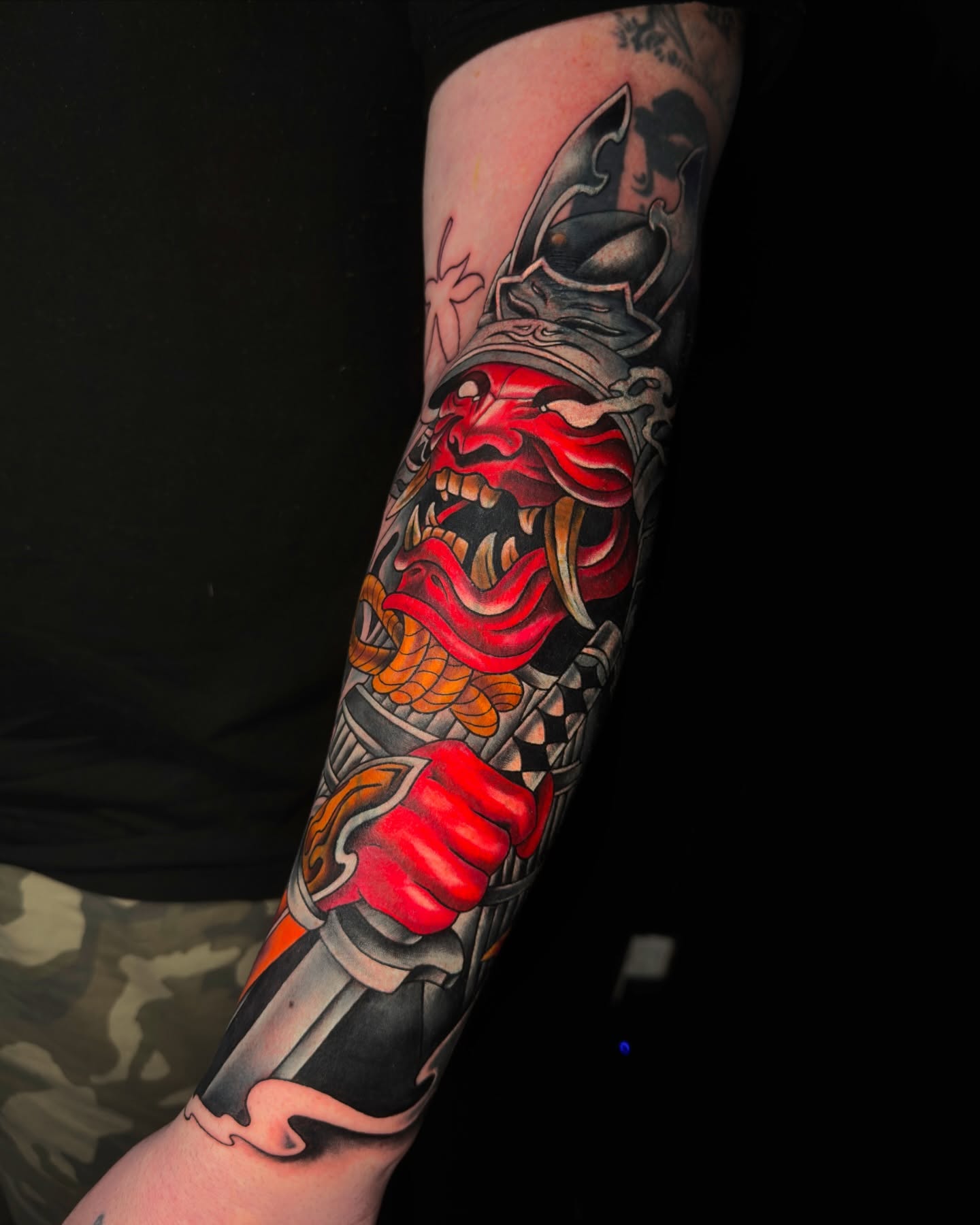 Demon warrior japanese irezumi tattoo on the forearm by ππππππ