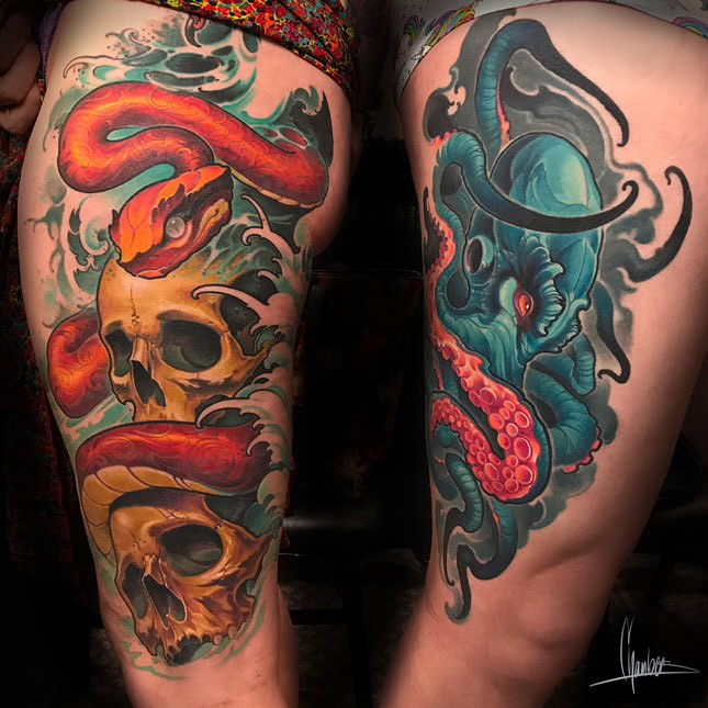 Tattoo by @andechambers — american_traditional, dotwork