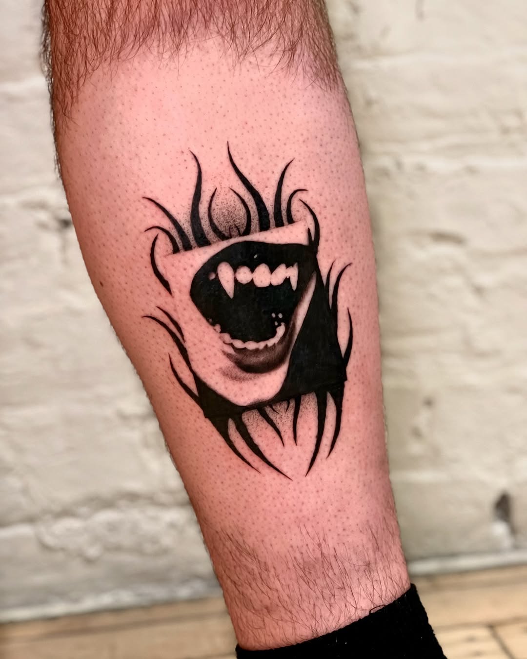 Tattoo by @drewonaperson β blackwork, trash_polka
