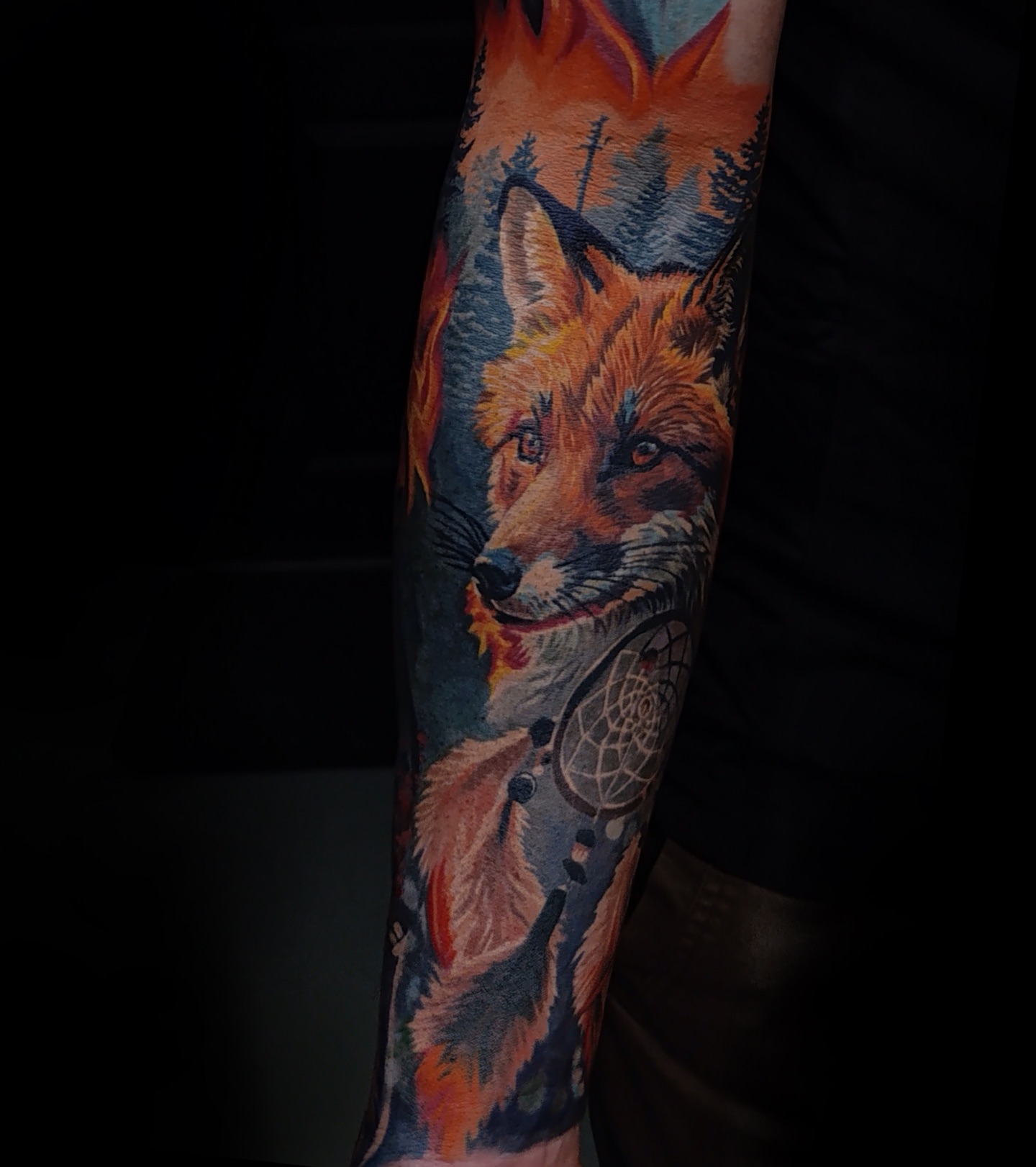 Fox realism tattoo on the forearm by Vladimir Lutaev