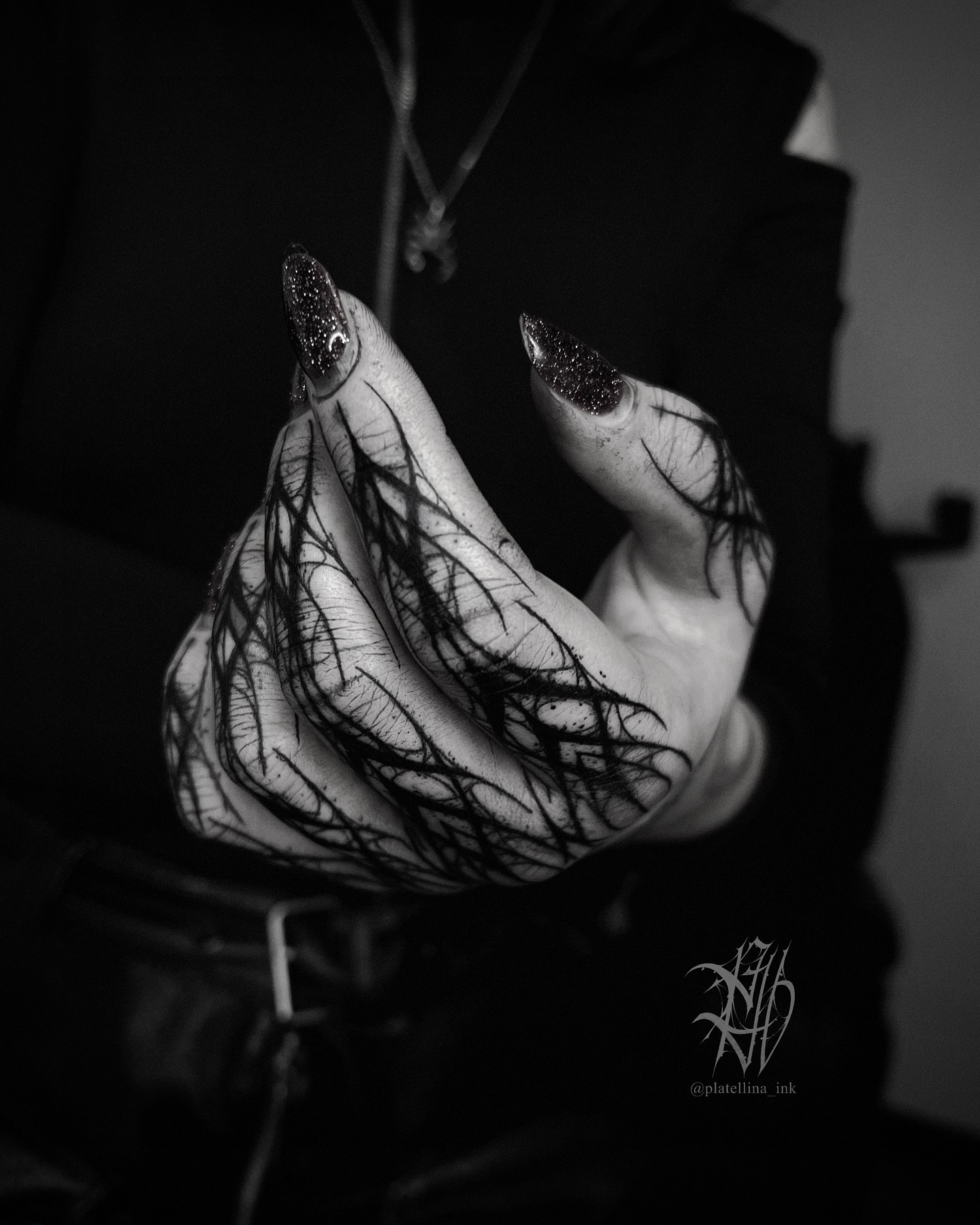Veins black and grey tattoo on the hand by Dark Gothic Tattoo