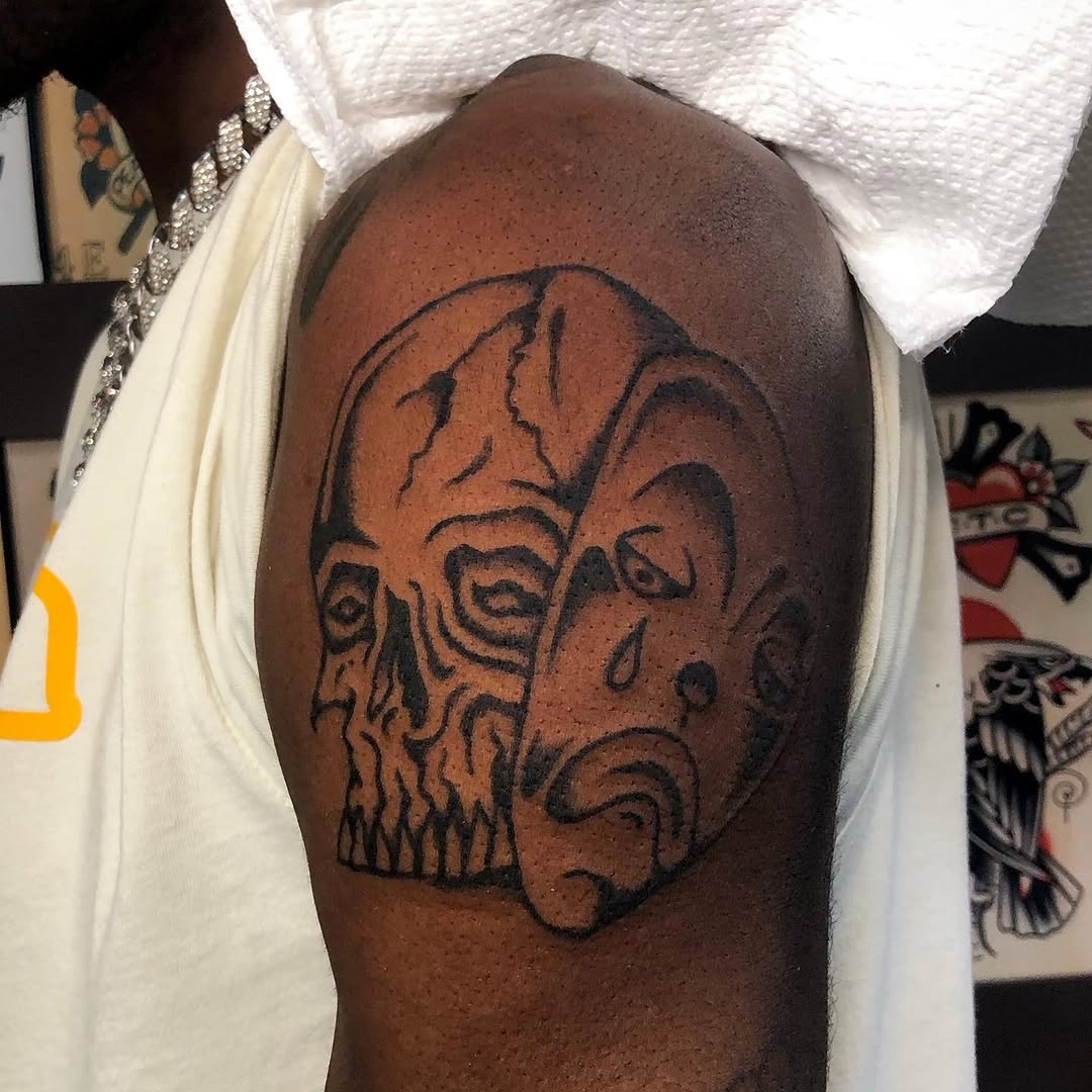Tattoo by @lost_mutt — black_and_grey, chicano