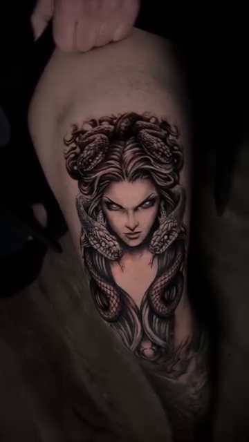 Medusa portrait realism tattoo by Tommy Nguyen, Eastpointe, Michigan