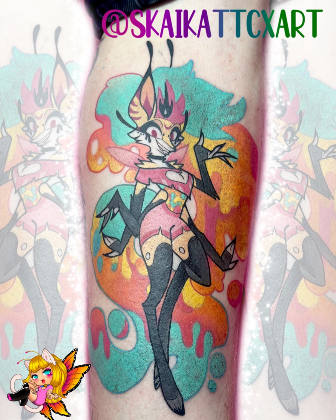 Fox character anime tattoo on the forearm by ♔☙☆彡♡︎ Sᴋᴀɪʟʏʀ Kᴀᴛᴛ ♡︎☆彡❧♔