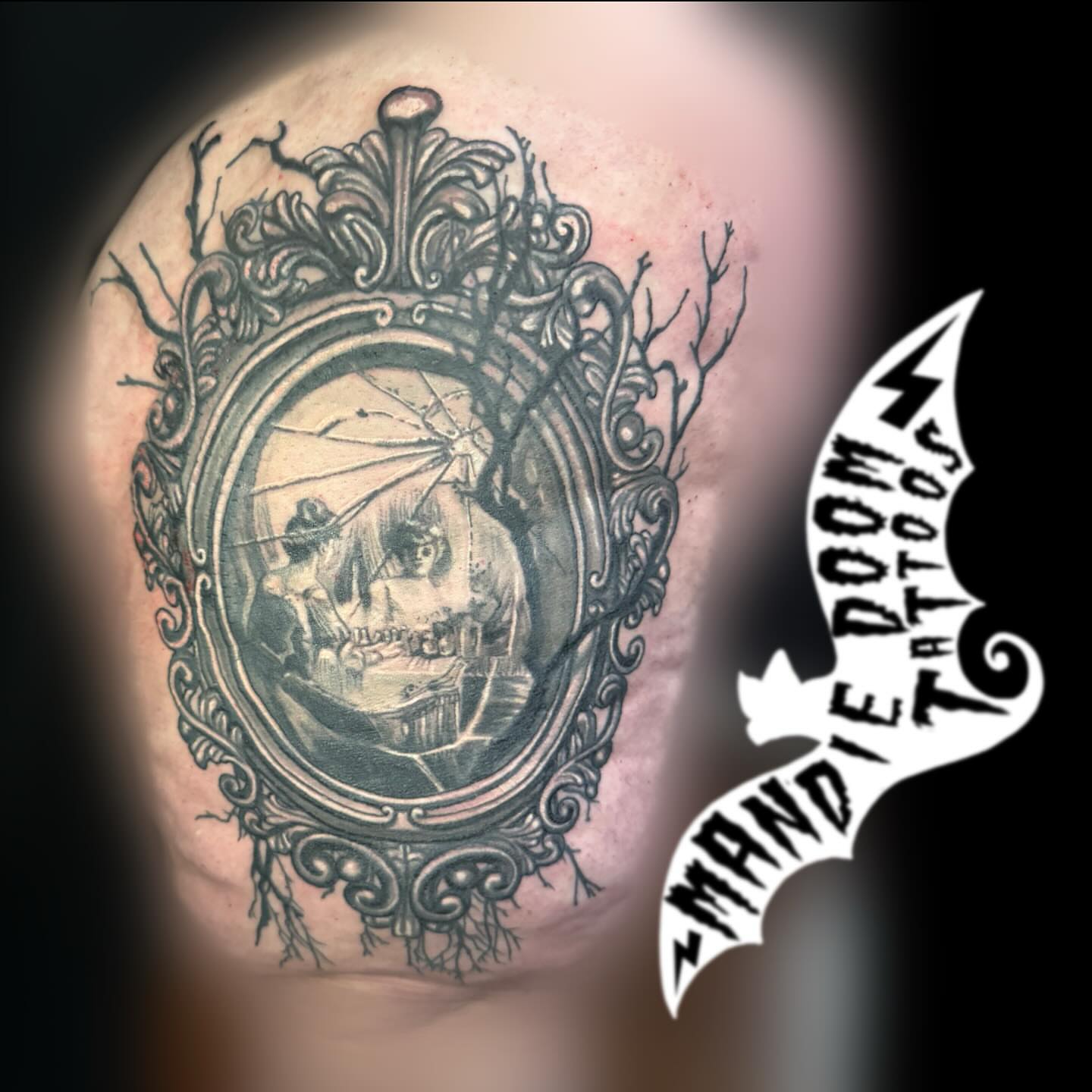 Tattoo by @mandiedoomtattoos — black_and_grey, realism