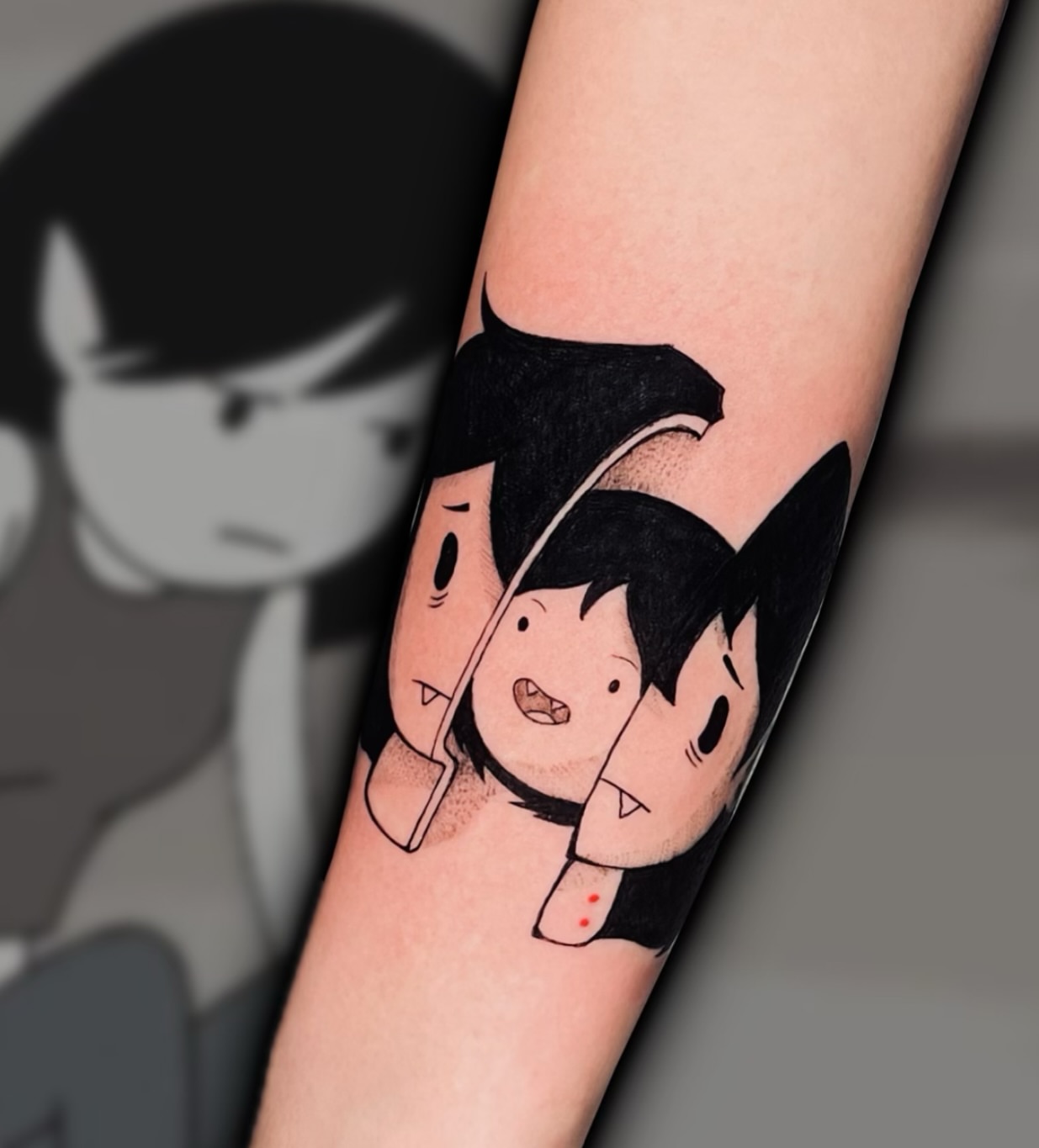 Tattooed characters anime tattoo on the forearm by Shontel Fowler