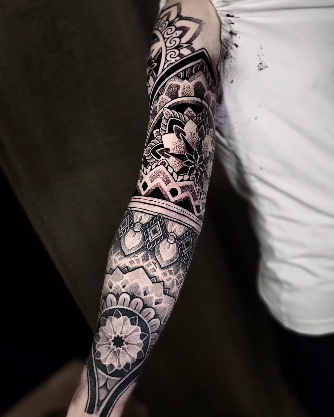 Geometric mandala geometric tattoo on the forearm by miami tattoo artist