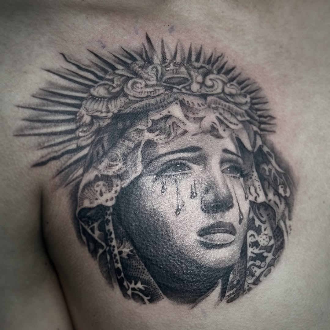 Tattoo by @tinys.tattoos — realism, black_and_grey
