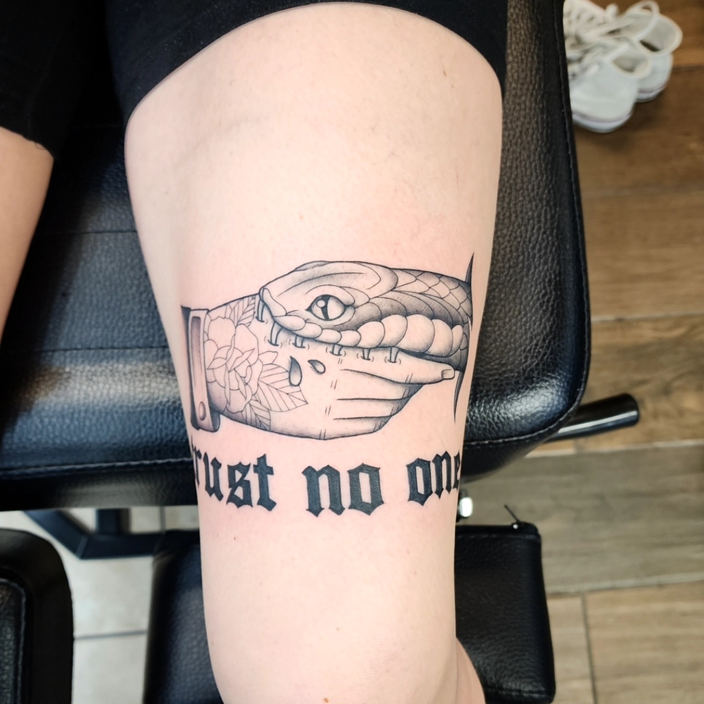 Tattoo by @dunebuggybobby — black_and_grey