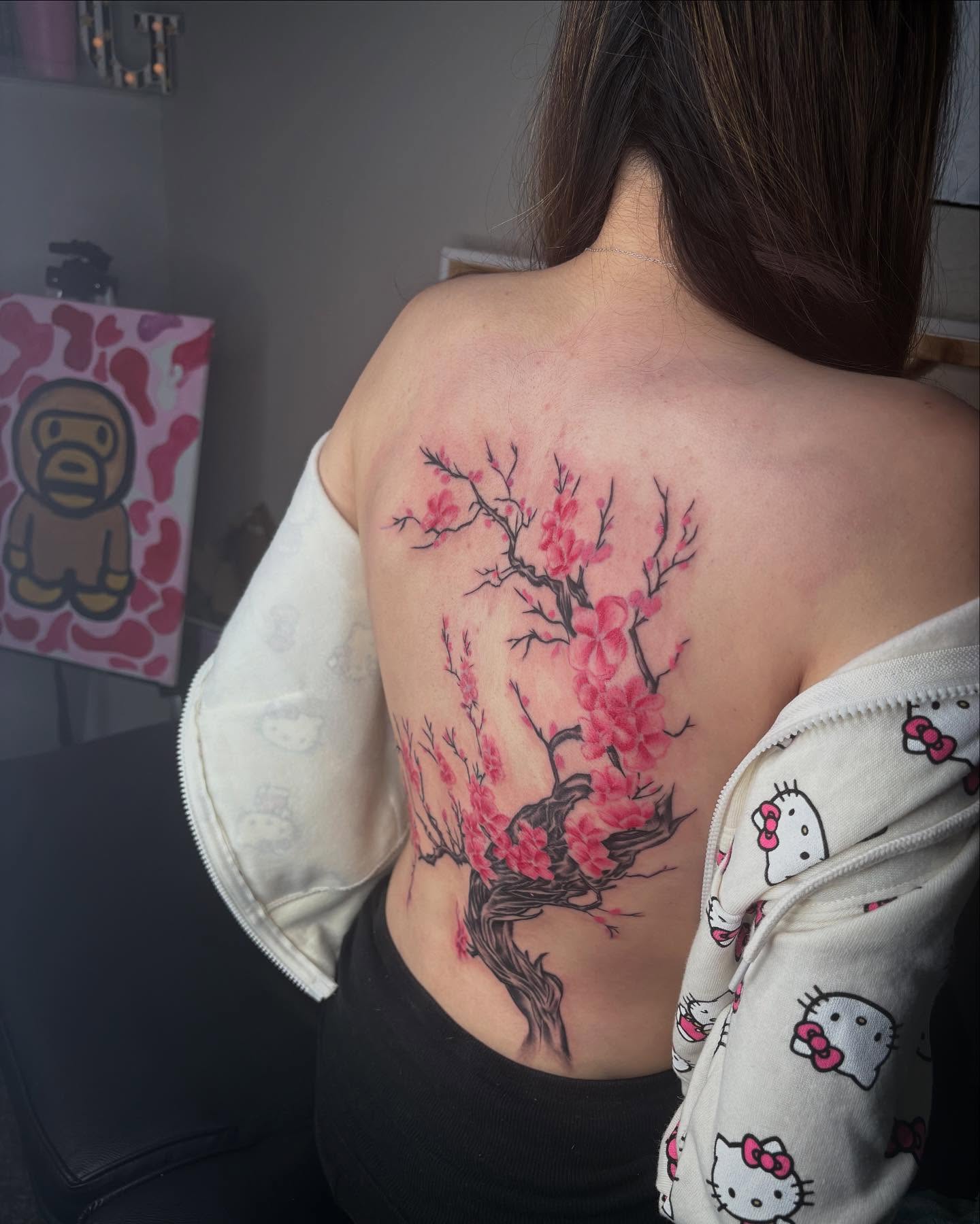 Cherry blossom tree dotwork tattoo on the back by ✧ Dallas Tattoo Artist  ✧