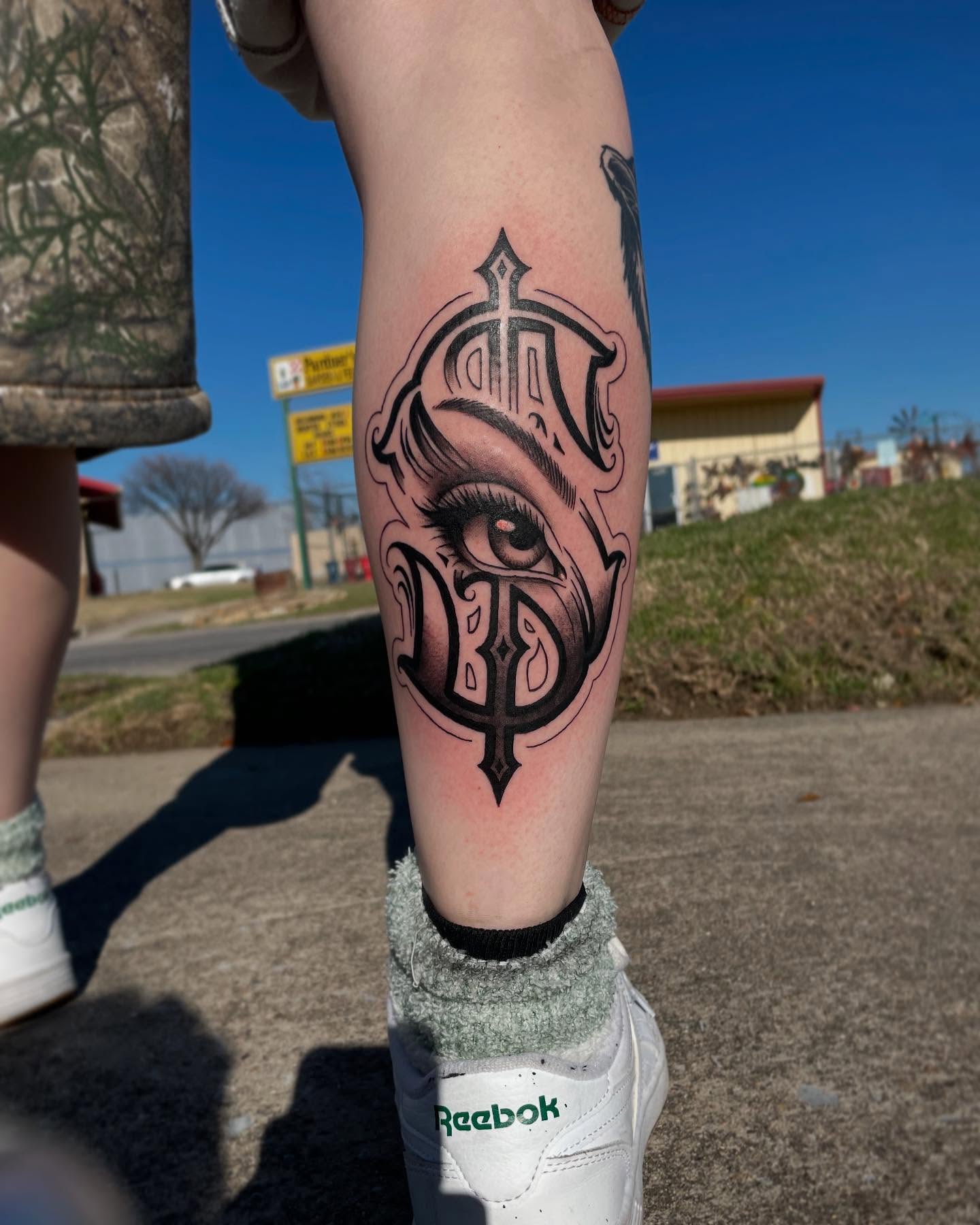 Tattoo by @carvedbyg — black_and_grey, geometric